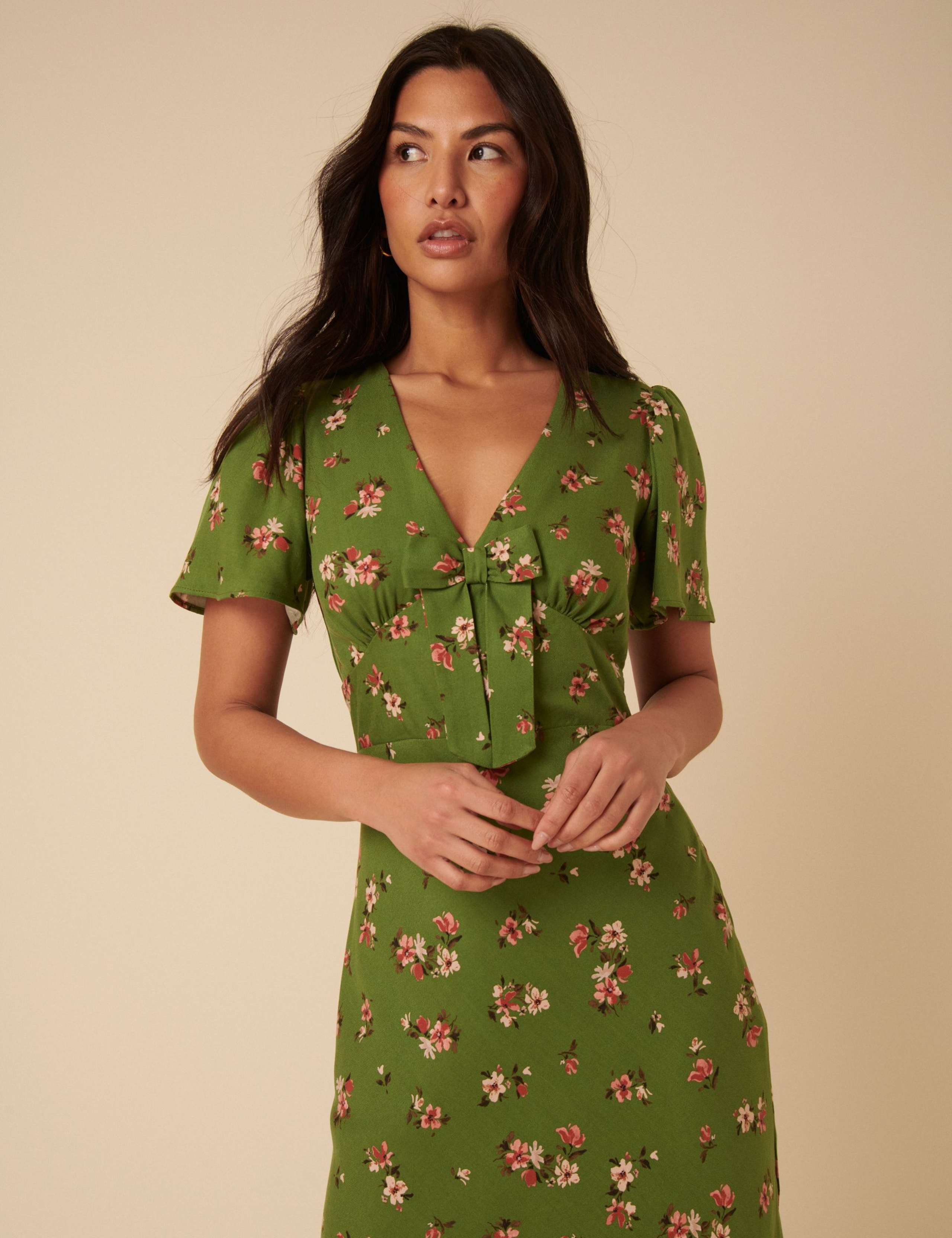 Floral Bow Front Midi Dress 4 of 5