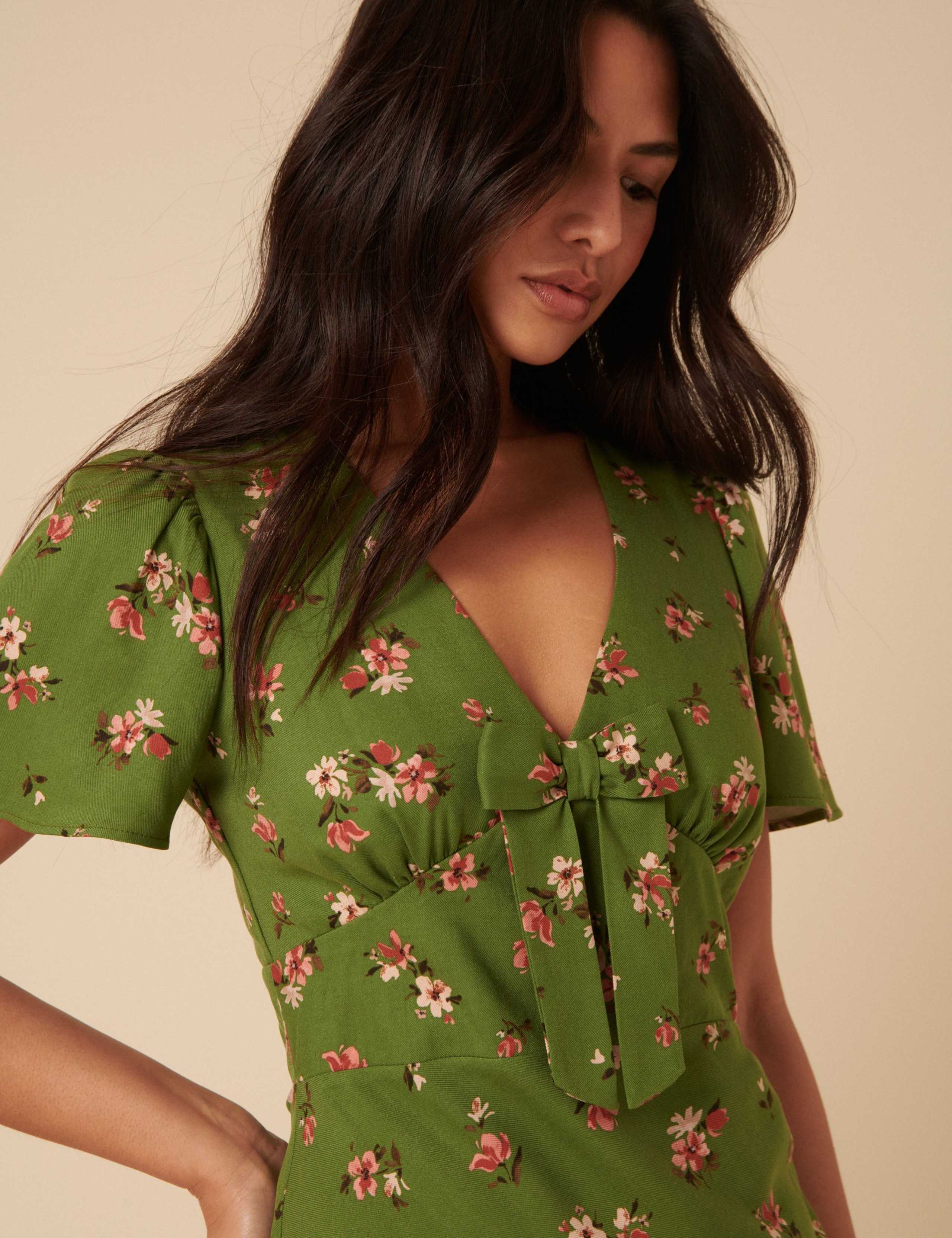 Floral Bow Front Midi Dress 5 of 5