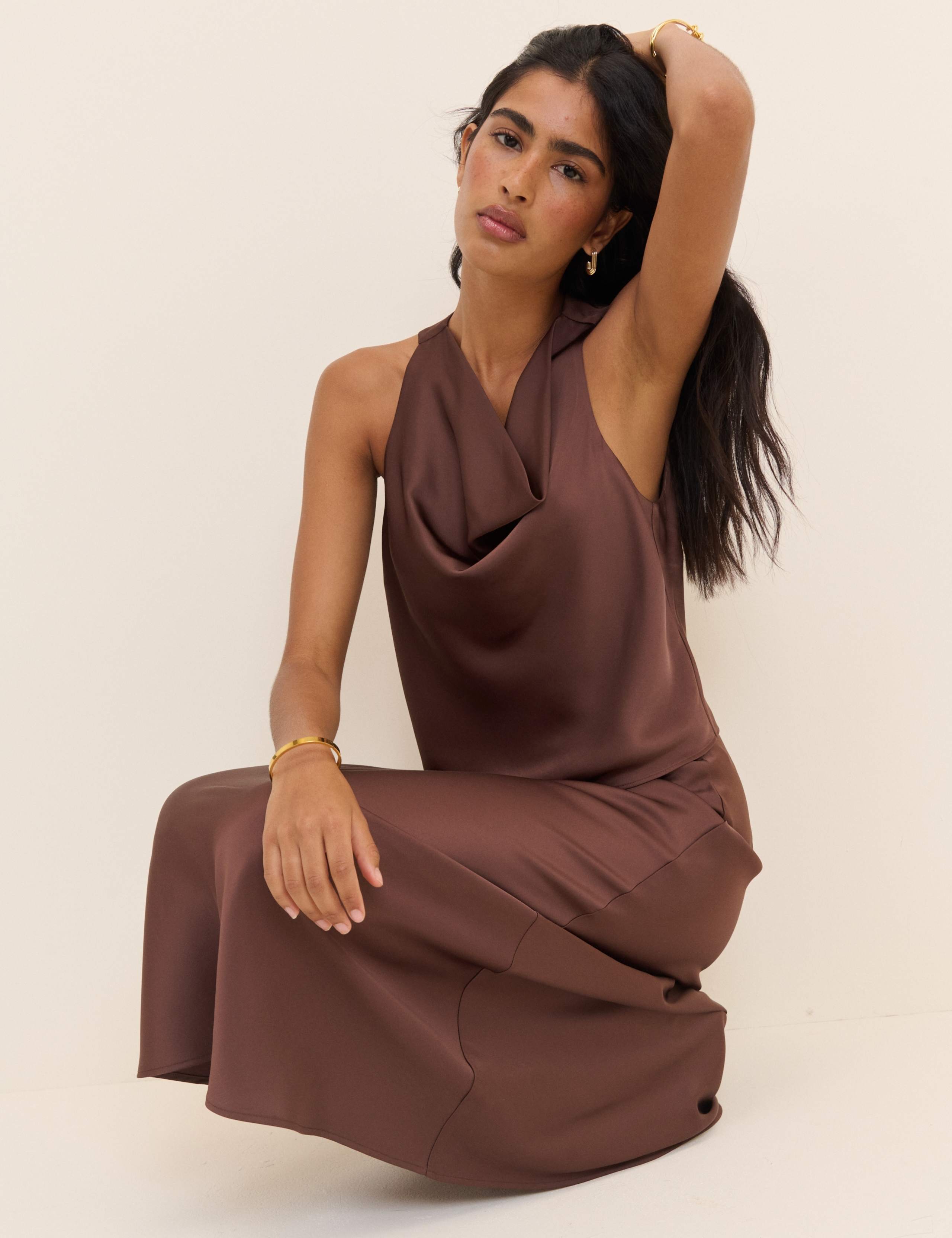 Satin Midi Slip Skirt 4 of 5