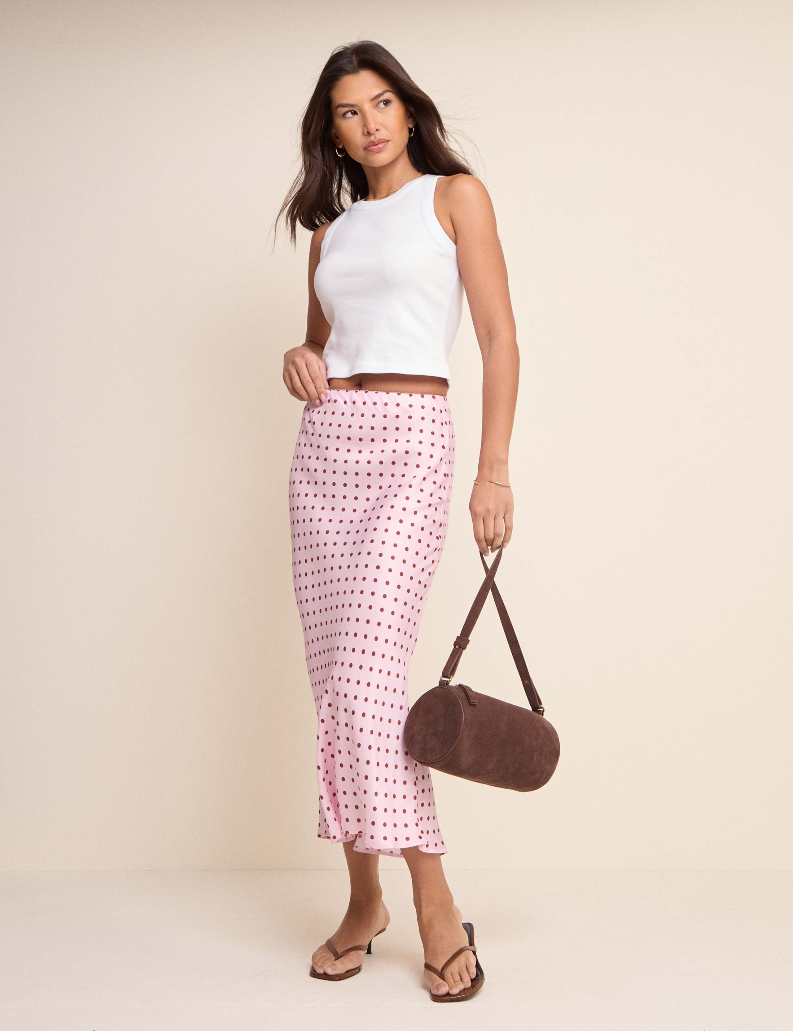 Polka Dot Midi Slip Skirt 4 of 5