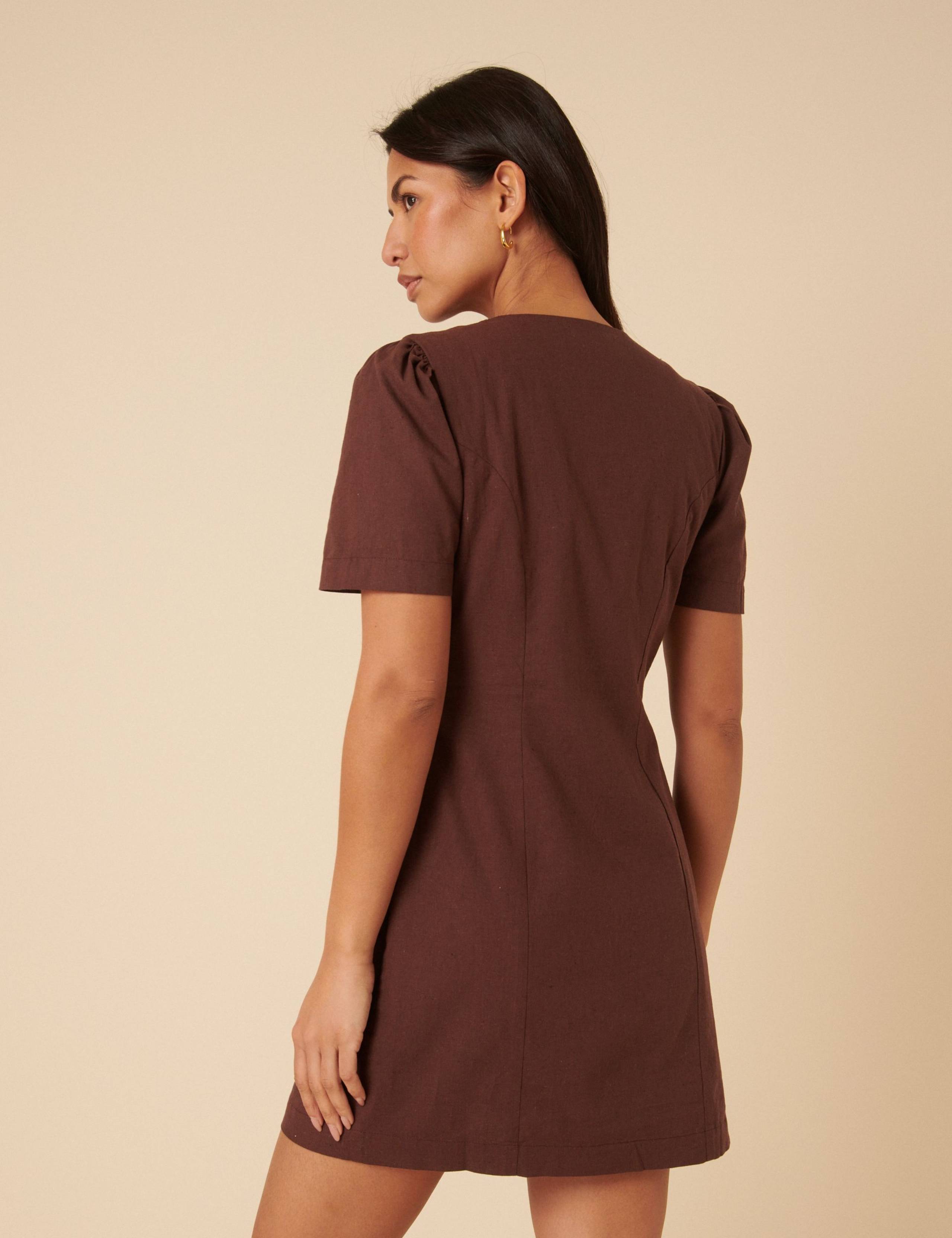 Cotton Rich Button Front Mini Tailored Dress 3 of 5