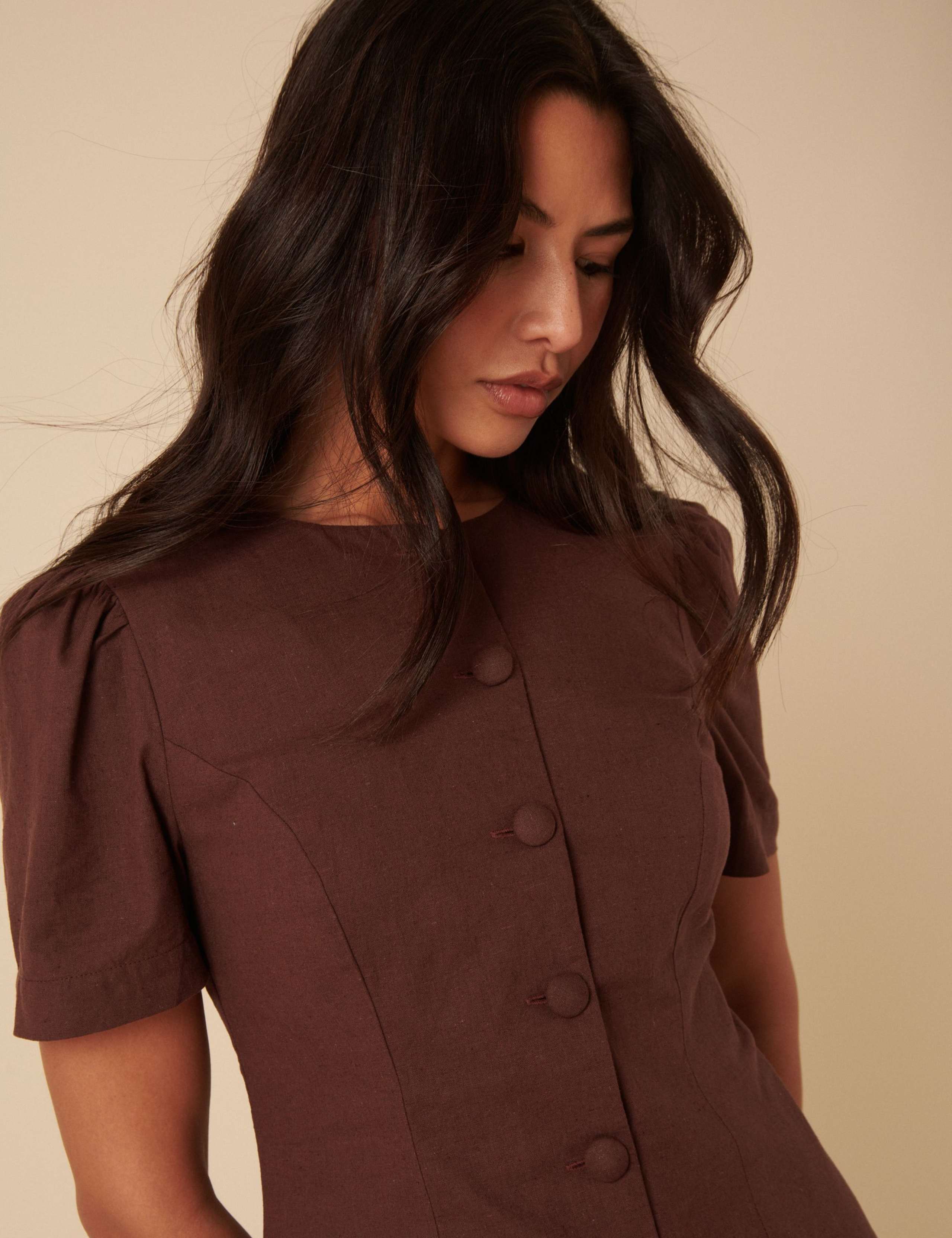 Cotton Rich Button Front Mini Tailored Dress 5 of 5