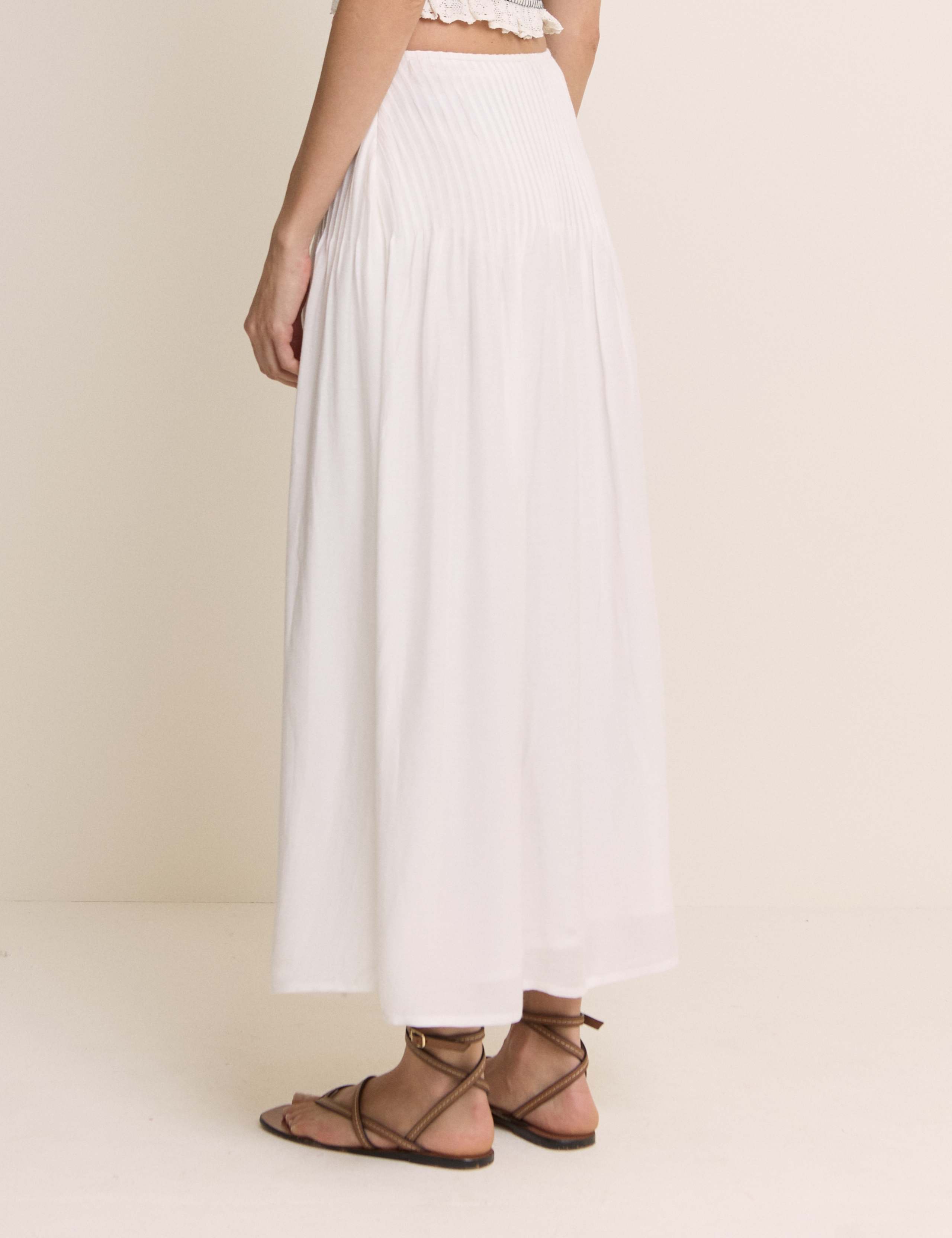 Pure Cotton Pintuck Midi A-Line Skirt 2 of 5