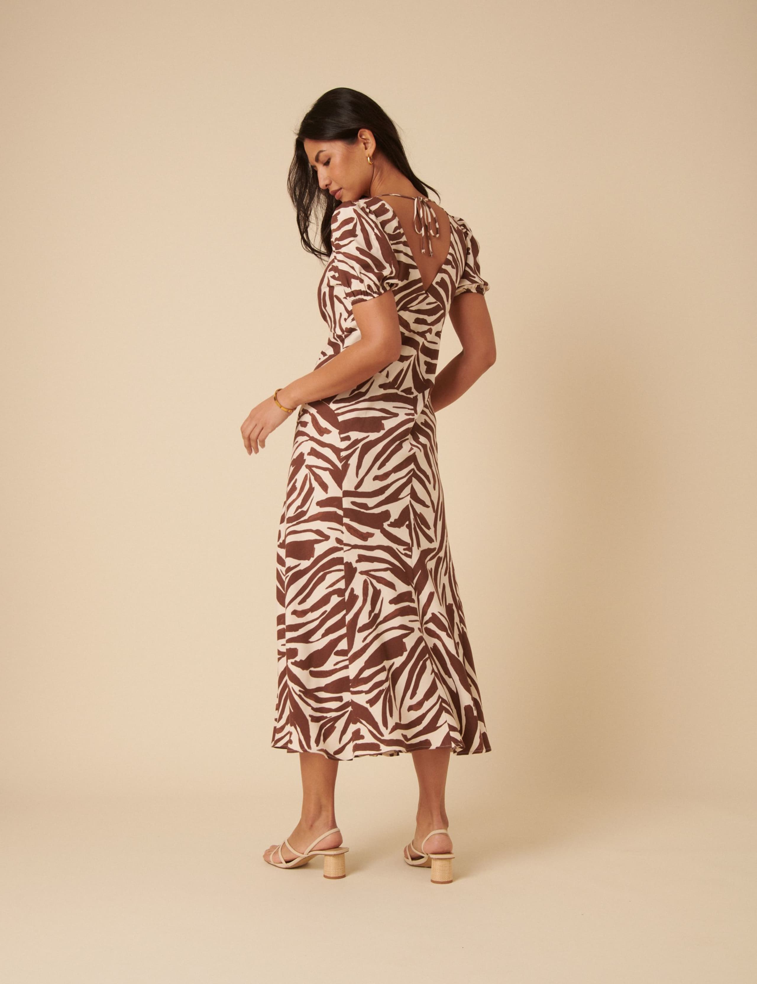 Zebra Print V-Neck Midi Tea Dress 2 of 5