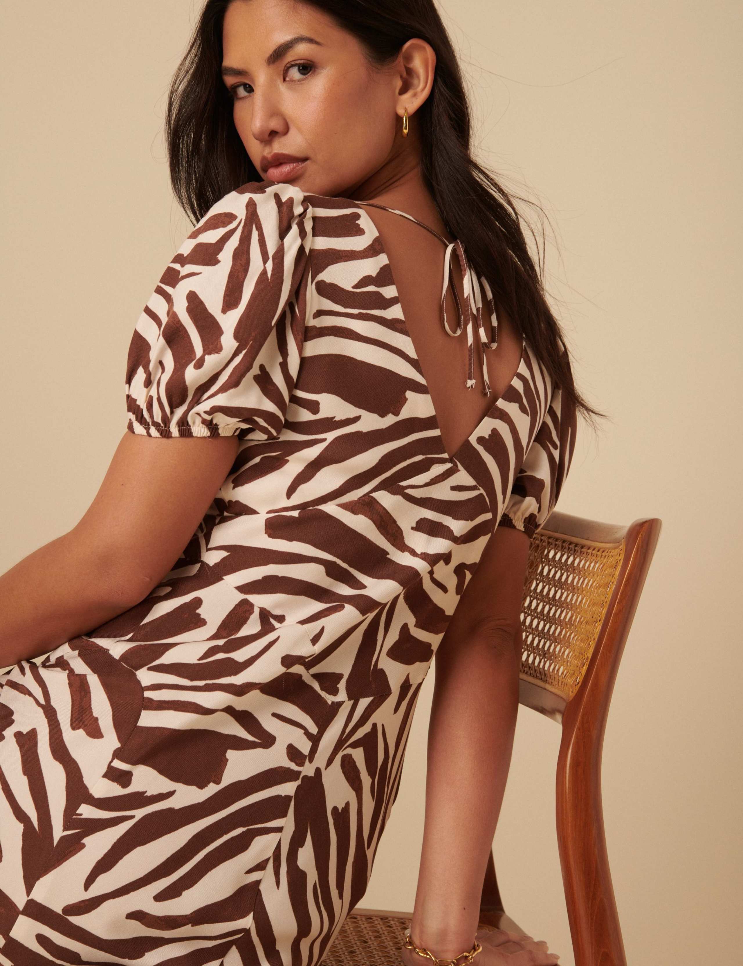 Zebra Print V-Neck Midi Tea Dress 4 of 5