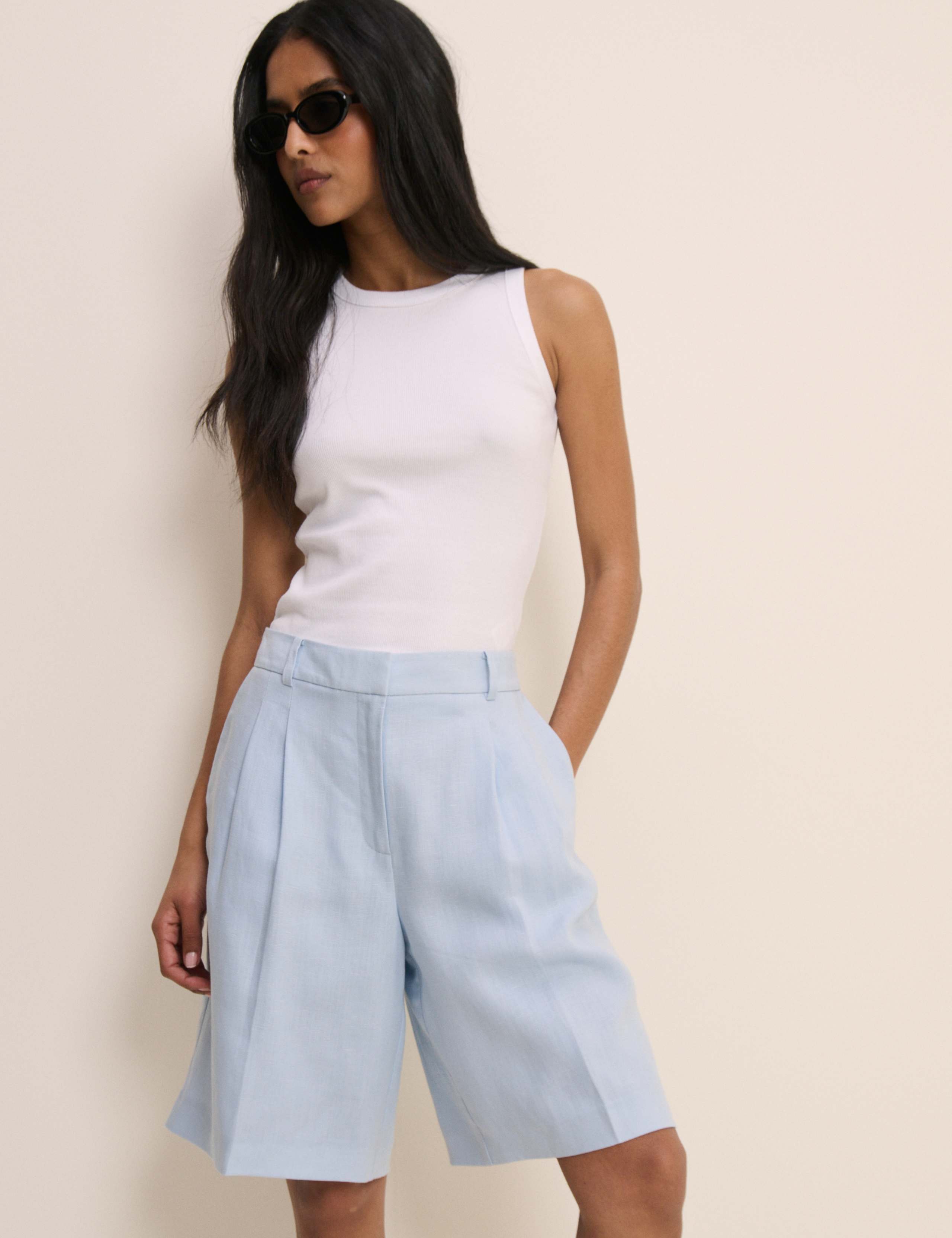 Lyocell Rich High Waisted Knee Length Shorts 2 of 5