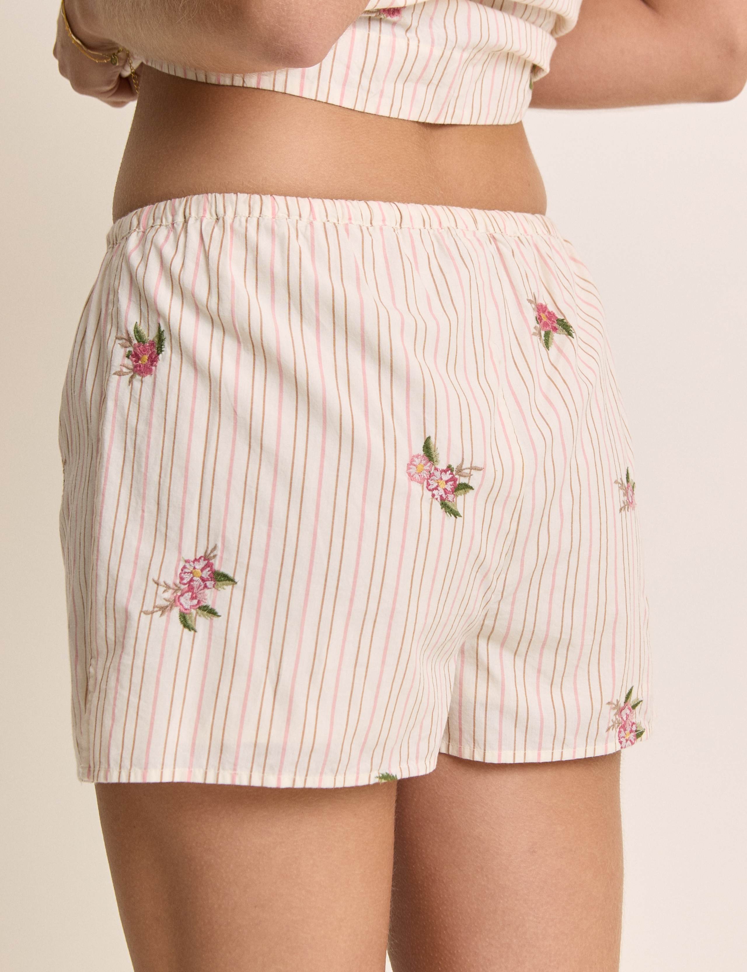 Linen Rich Striped Floral Shorts 2 of 5