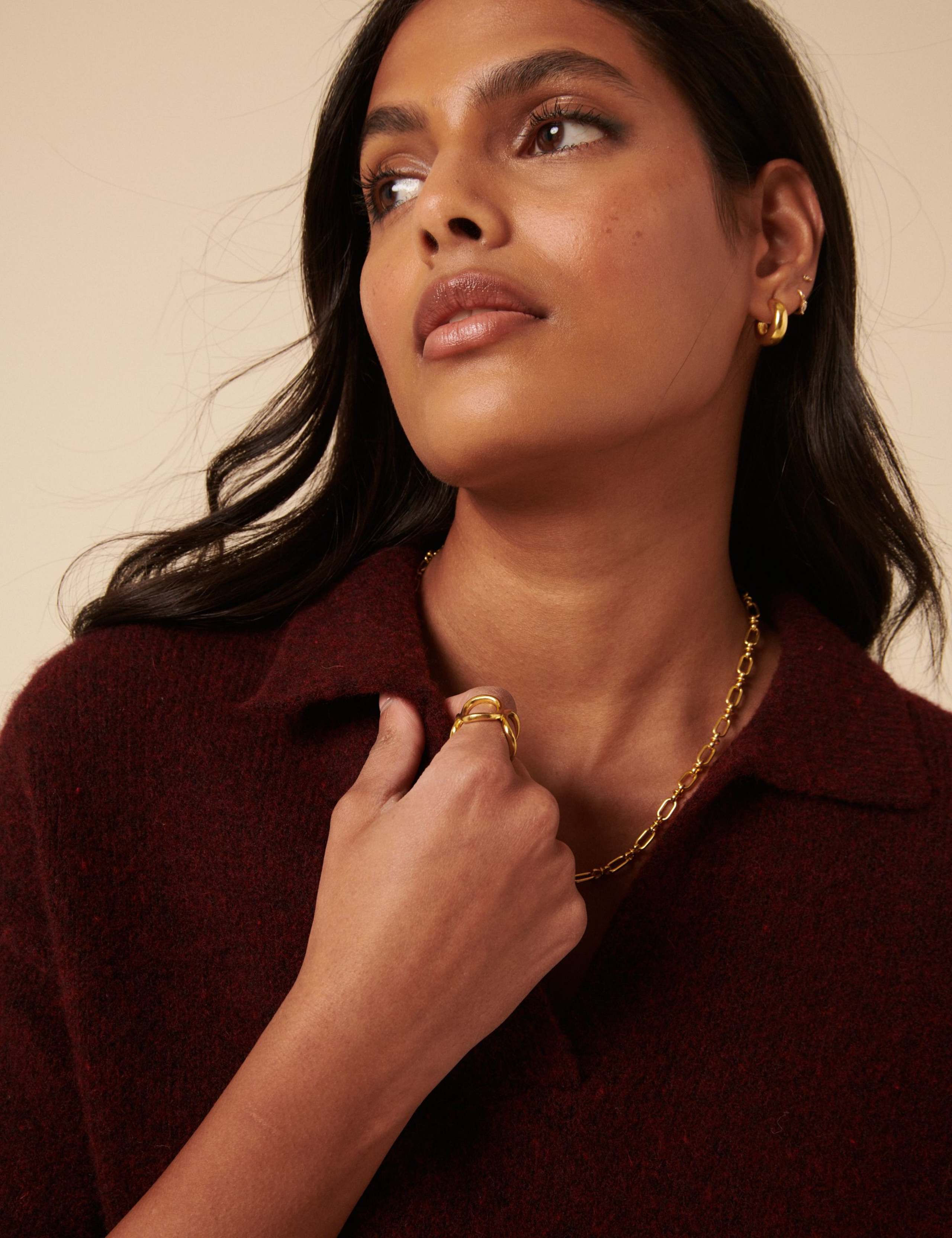 Open Collar Polo Knitted Top with Wool 2 of 5
