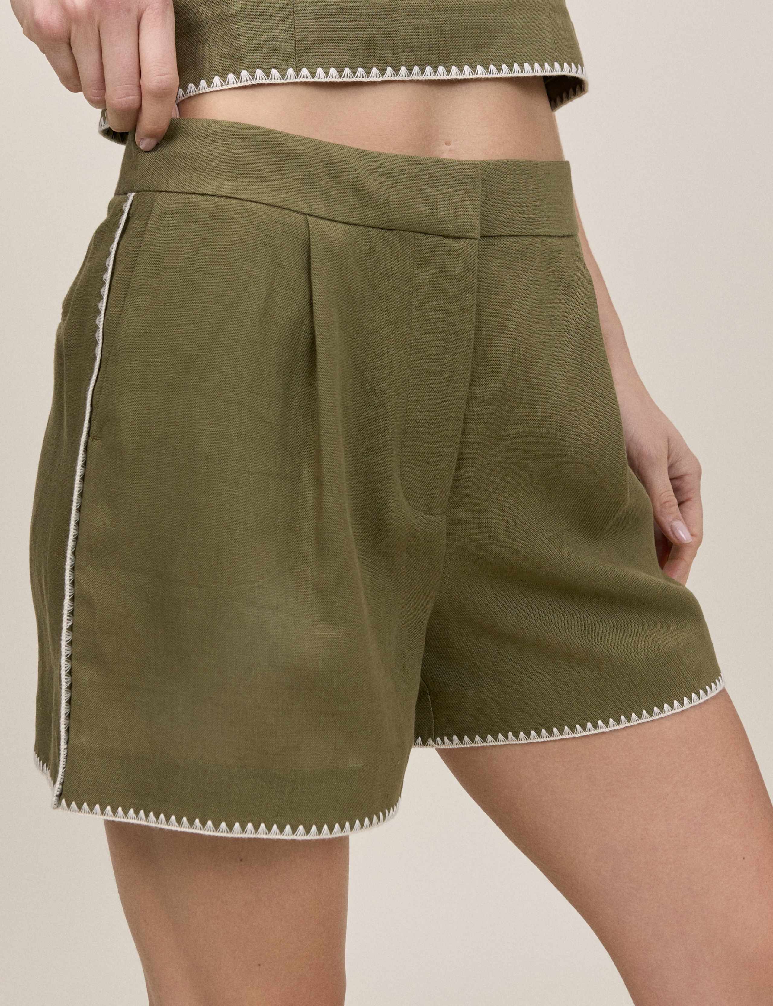 Whipstitch Tailored Shorts With Linen 1 of 5