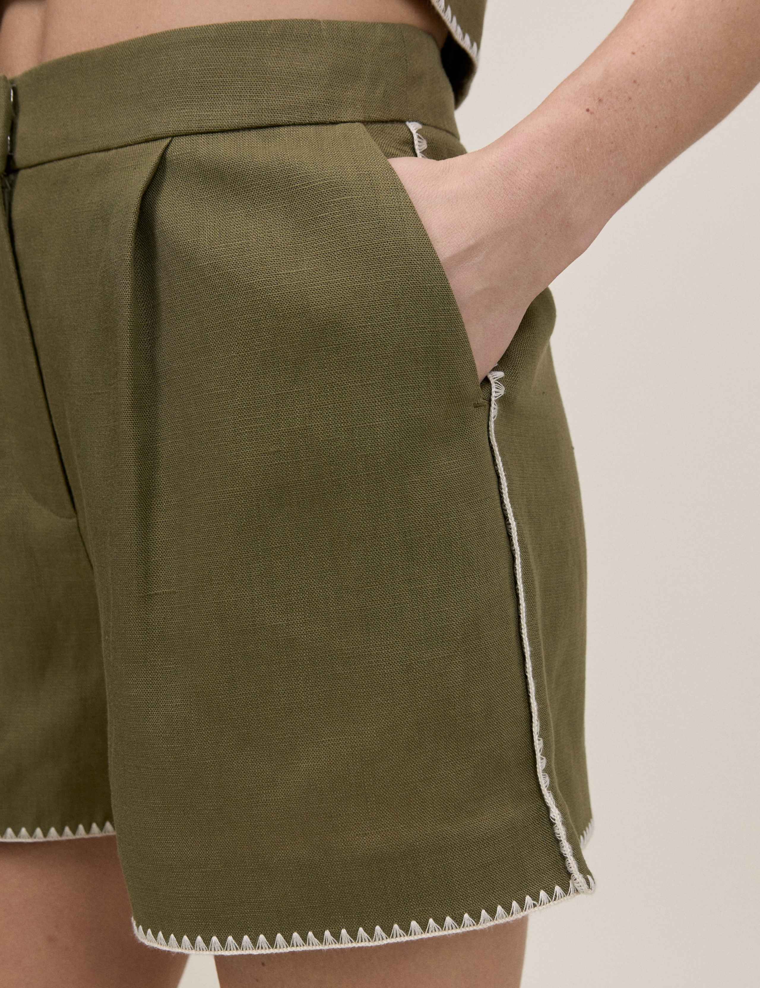 Whipstitch Tailored Shorts With Linen 5 of 5