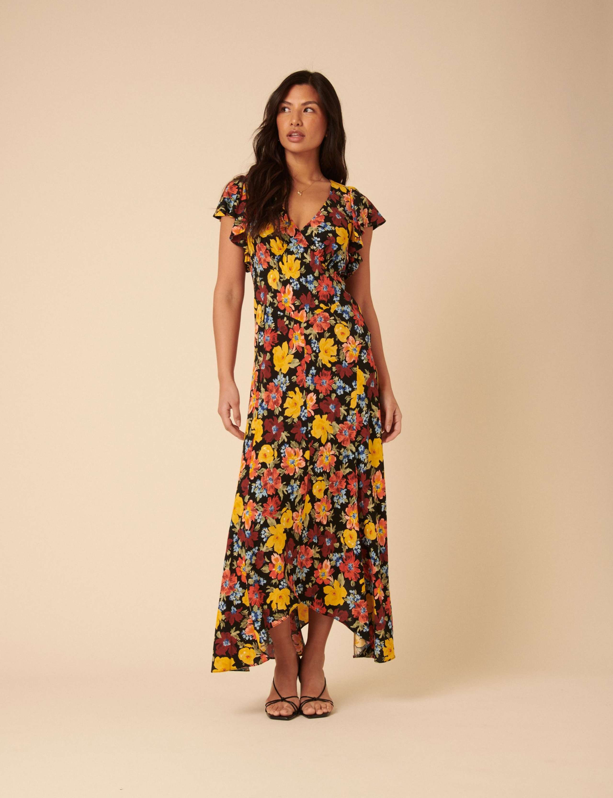 Floral V-Neck Midi Dress 2 of 5
