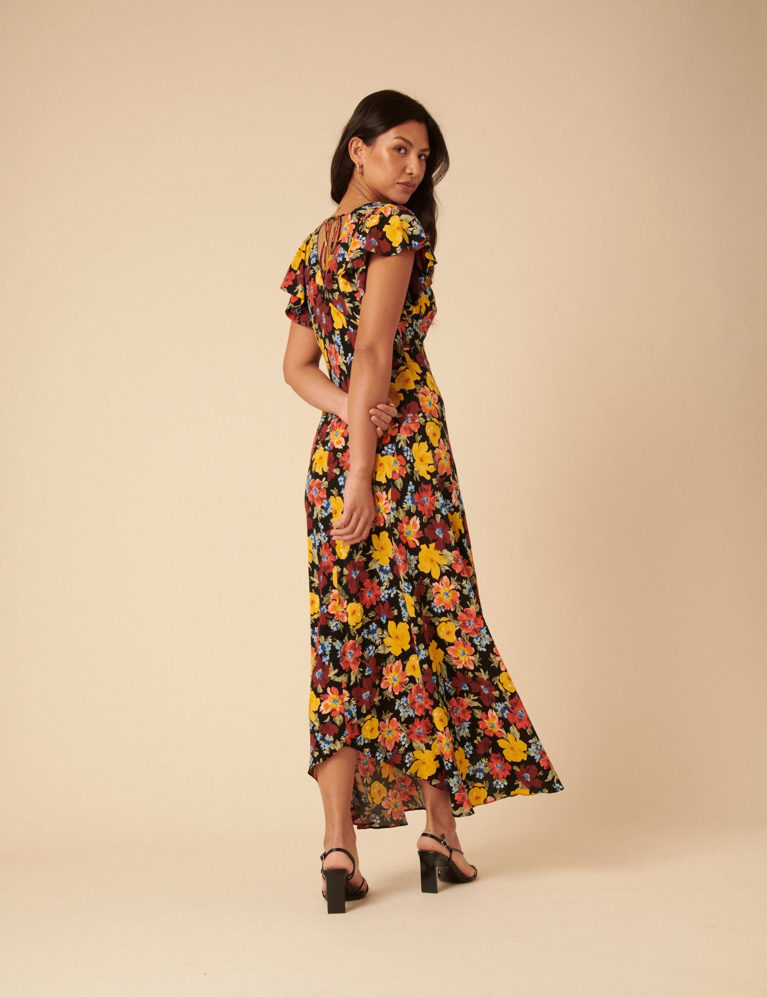 Floral Ruffle V-Neck Midi Dress 3 of 5