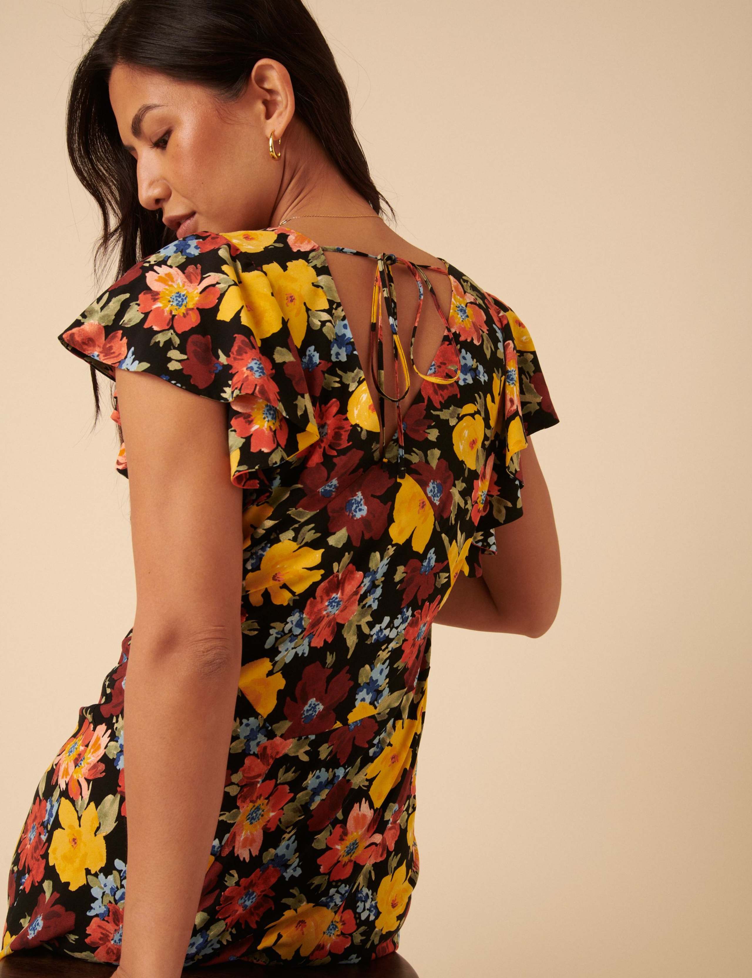 Floral Ruffle V-Neck Midi Dress 4 of 5