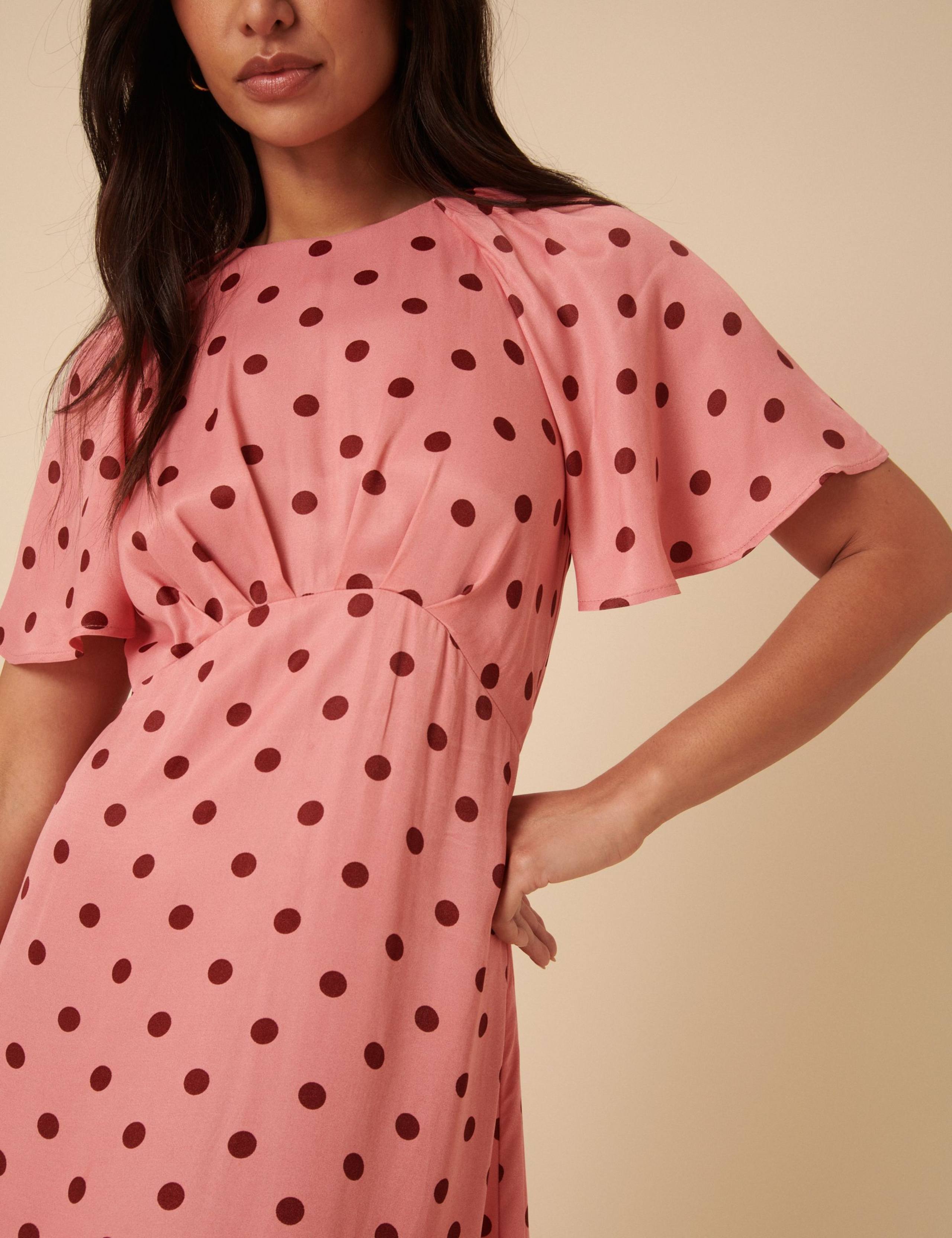 Polka Dot Angel Sleeve Midi Tea Dress 5 of 5