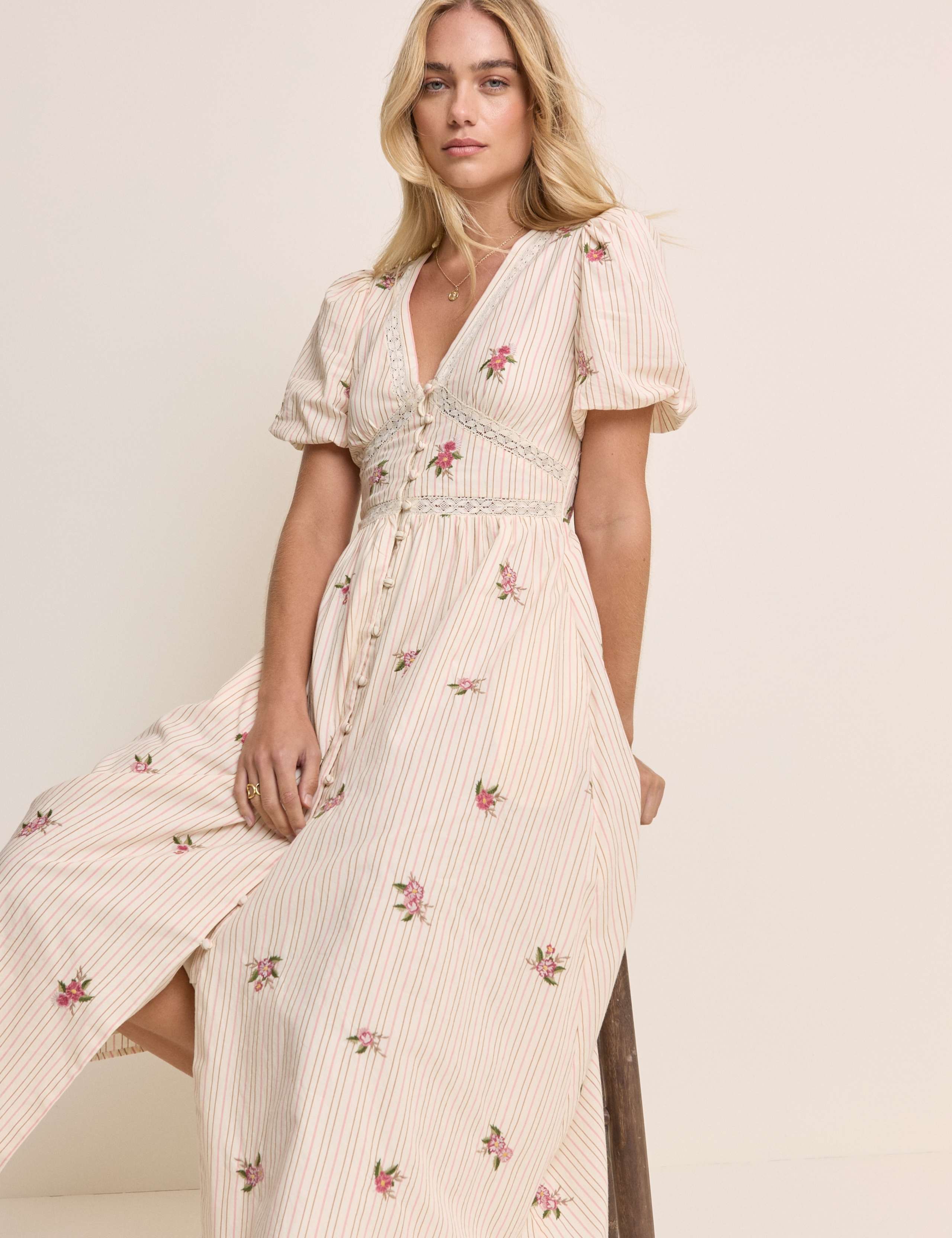 Pure Cotton Floral Midaxi Waisted Dress 2 of 5