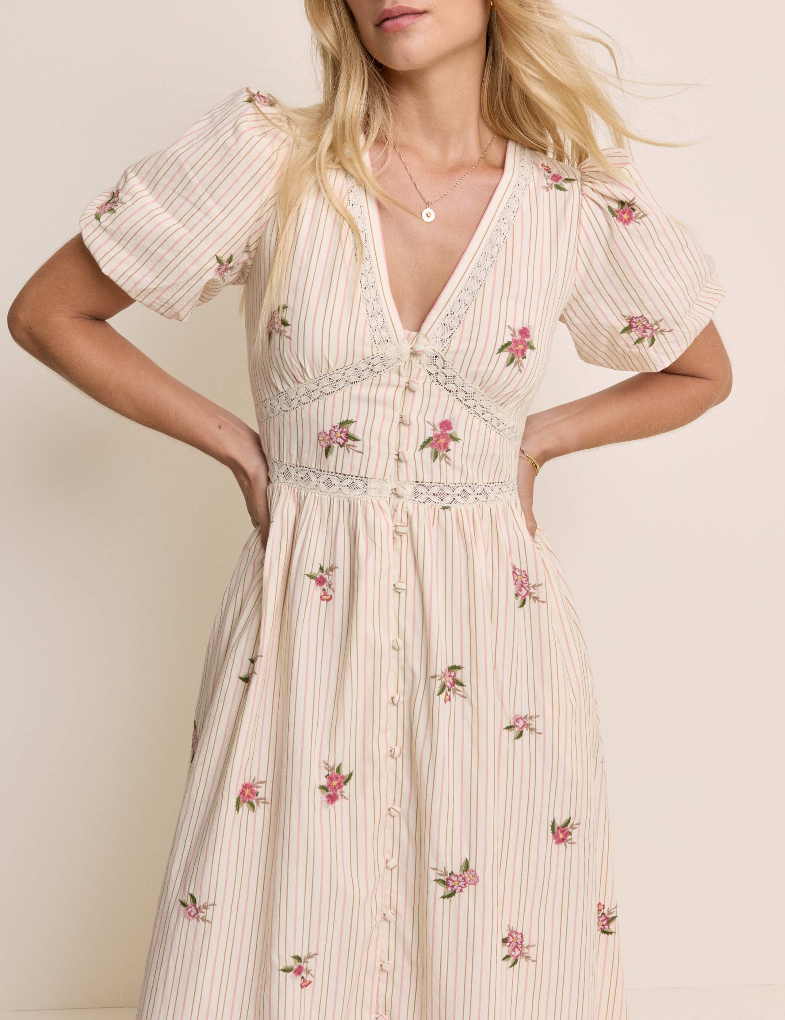 Pure Cotton Floral Midaxi Waisted Dress 3 of 5