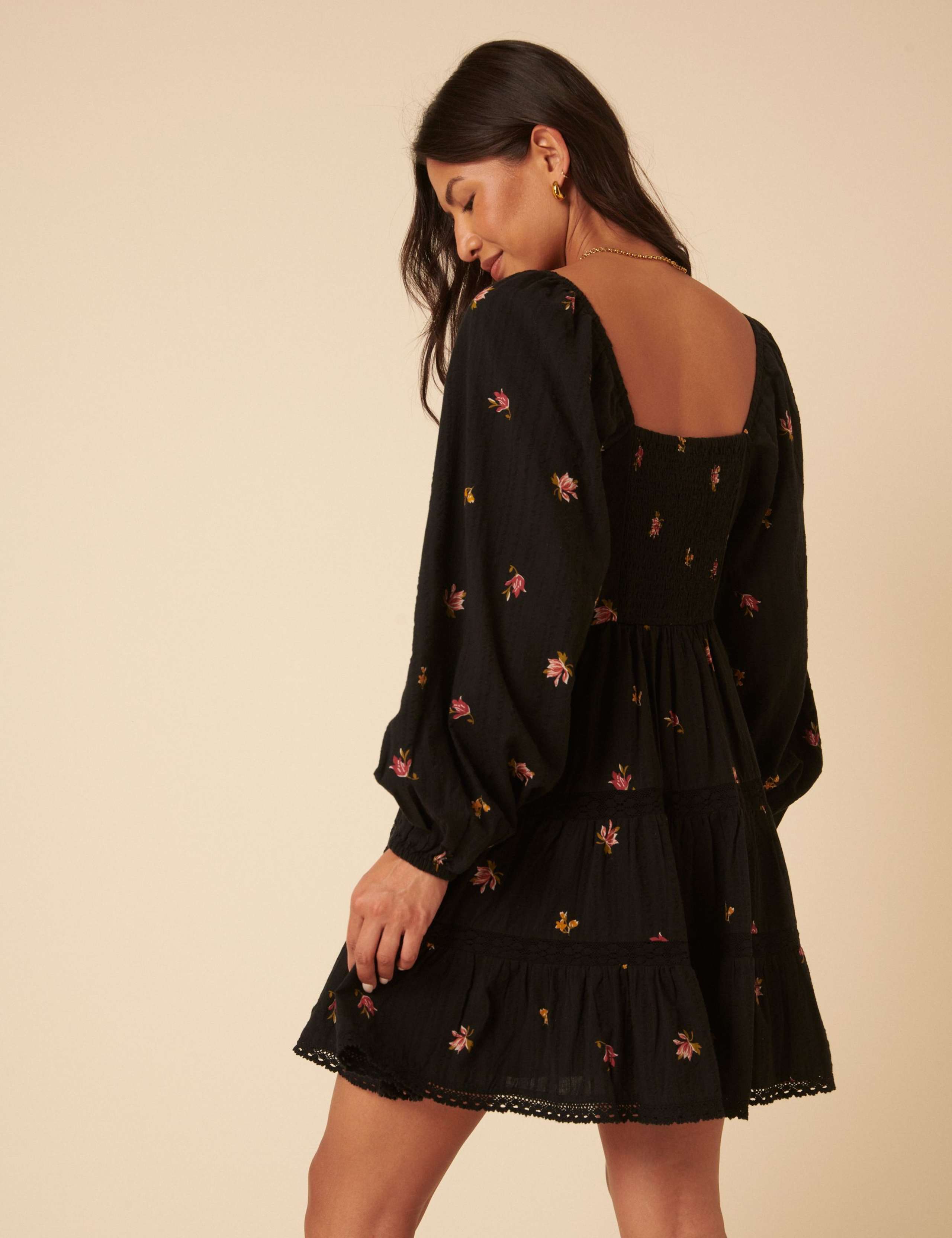 Pure Cotton Floral Mini Waisted Dress 3 of 5