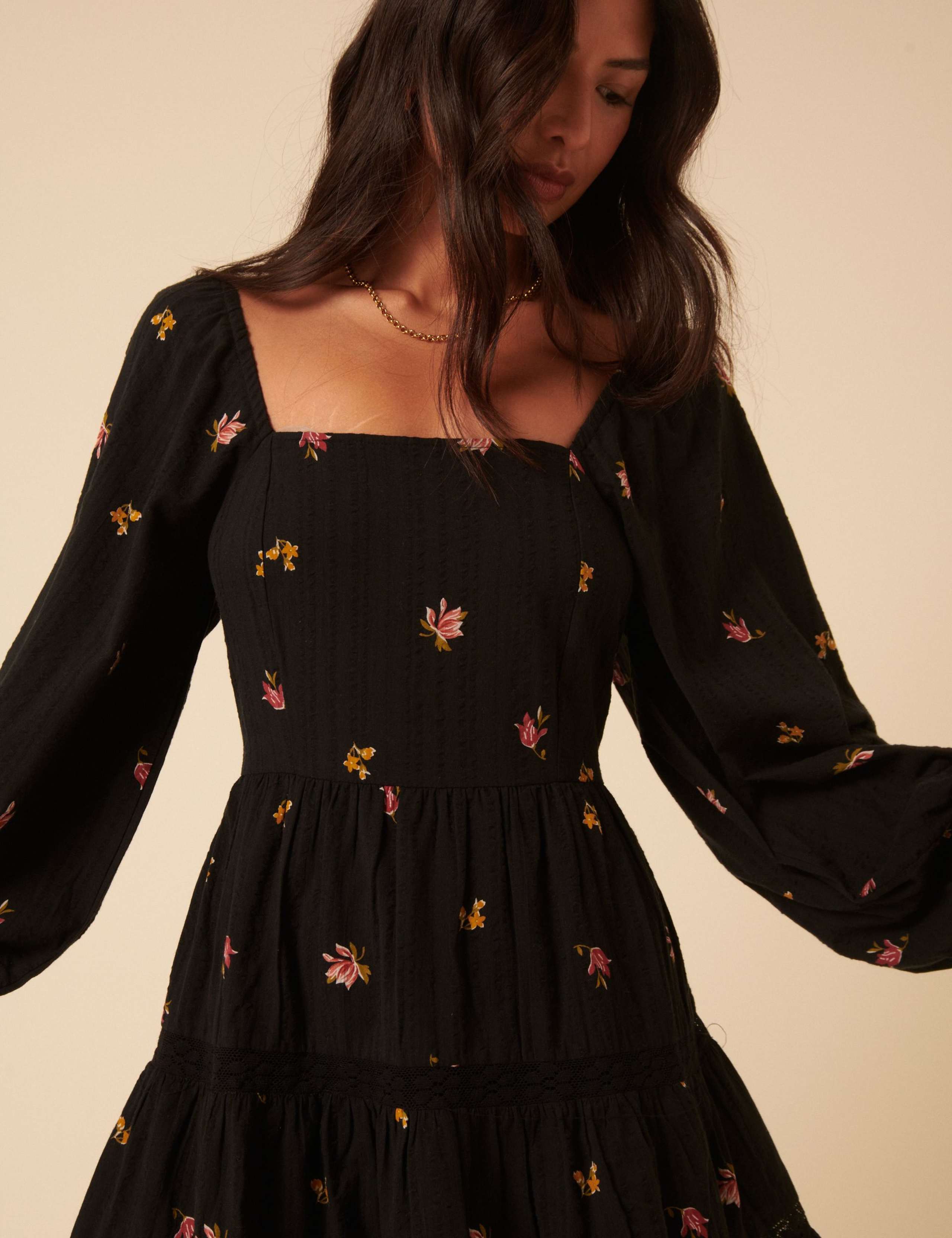 Pure Cotton Floral Mini Waisted Dress 5 of 5