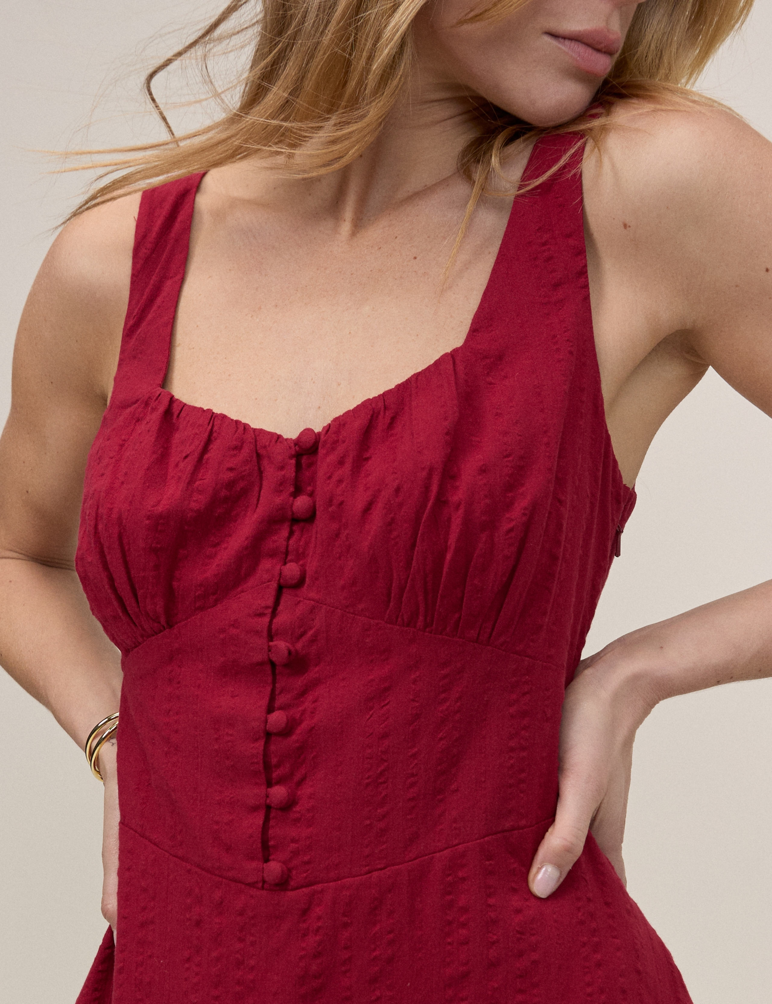 Pure Cotton Square Neck Midi Waisted Dress 5 of 5