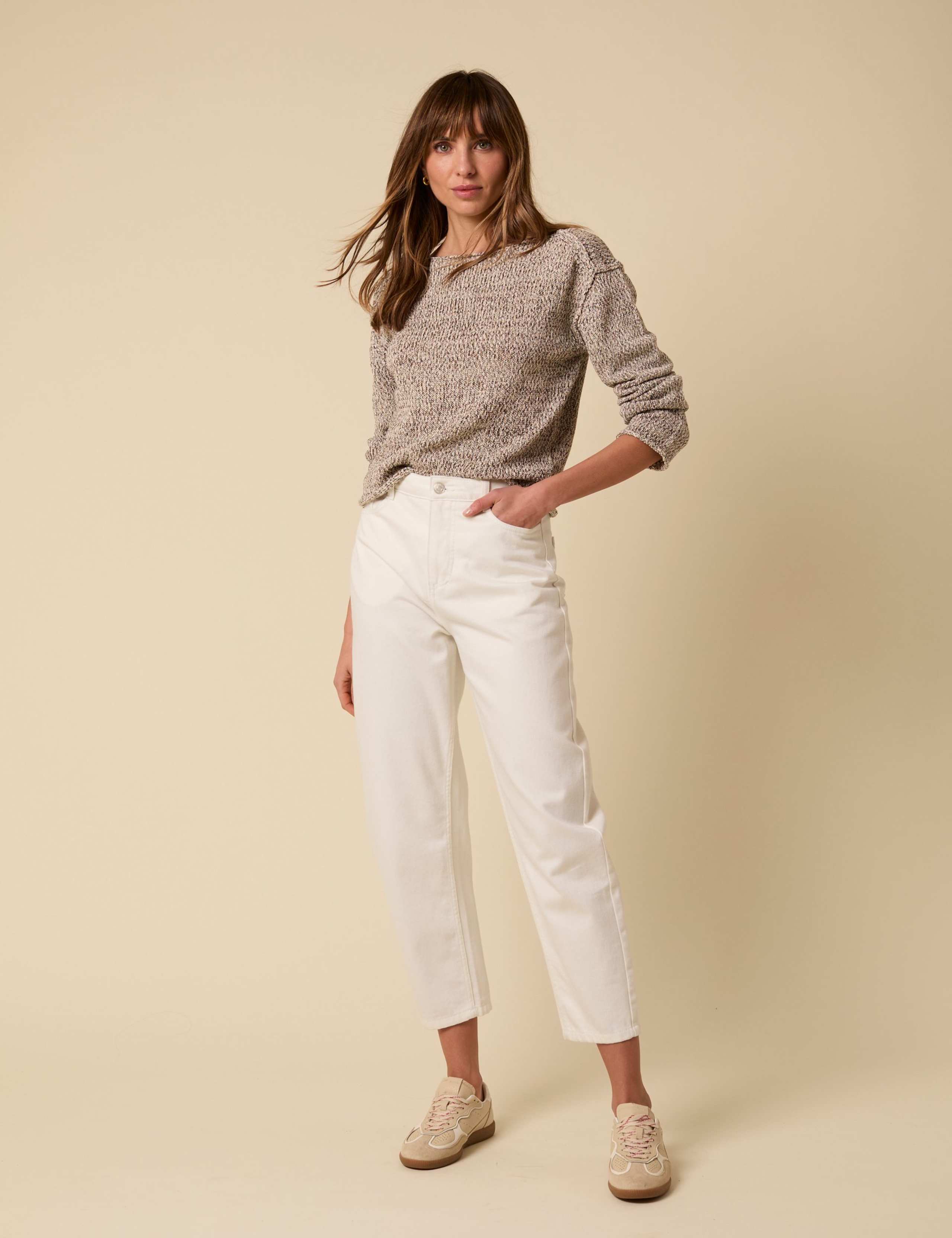 Cotton Rich Textured Slash Neck Jumper 6 of 6
