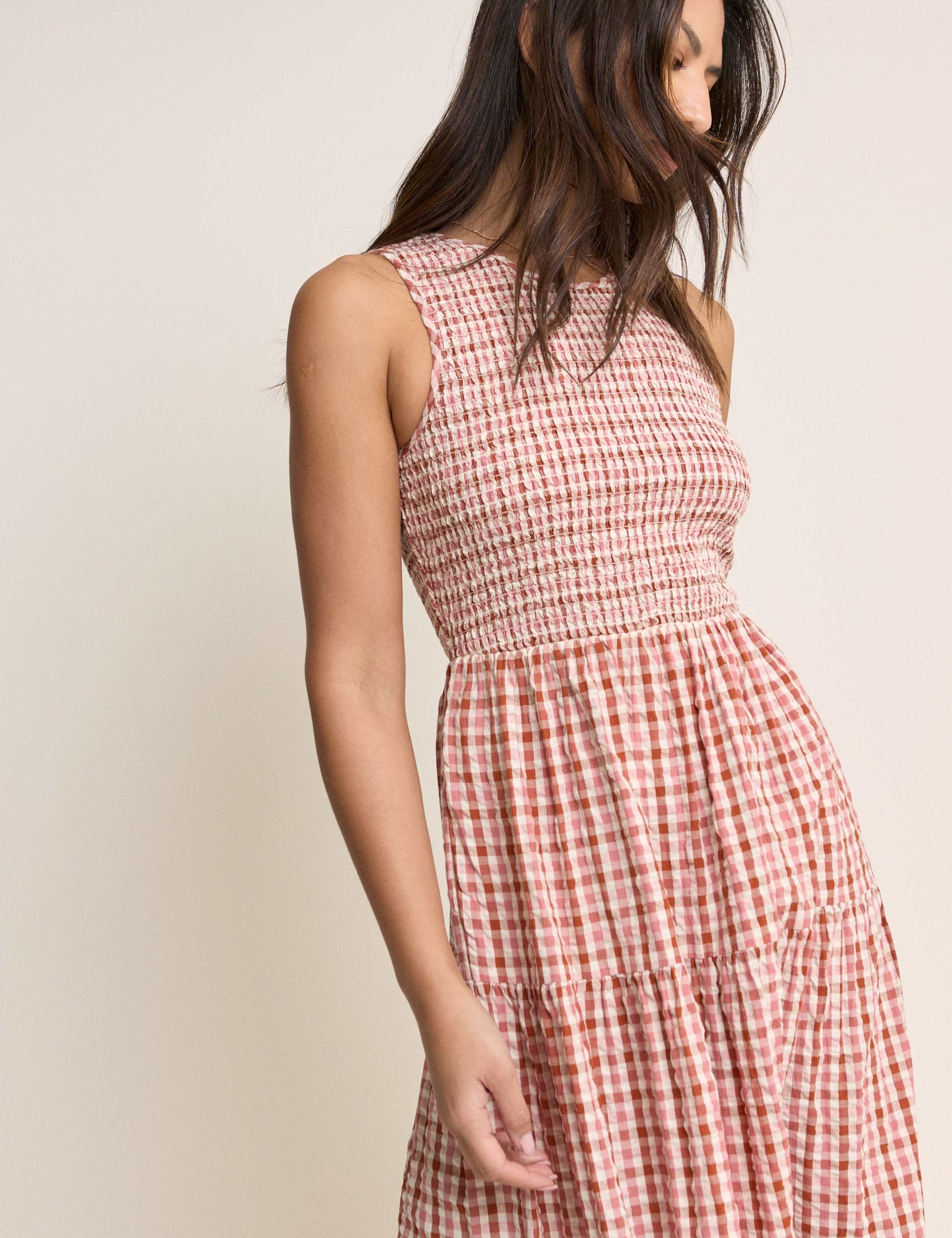 Pure Cotton Gingham Midaxi Waisted Dress 5 of 5