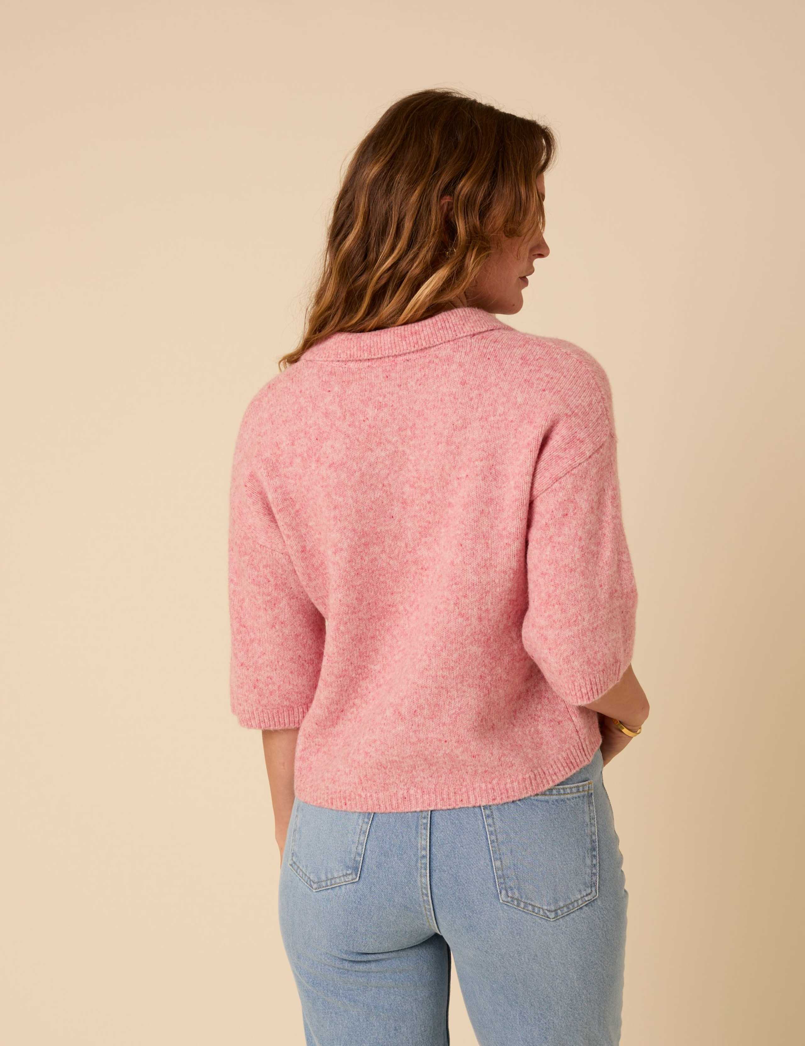 Open Neck Collared Jumper with Wool 2 of 6