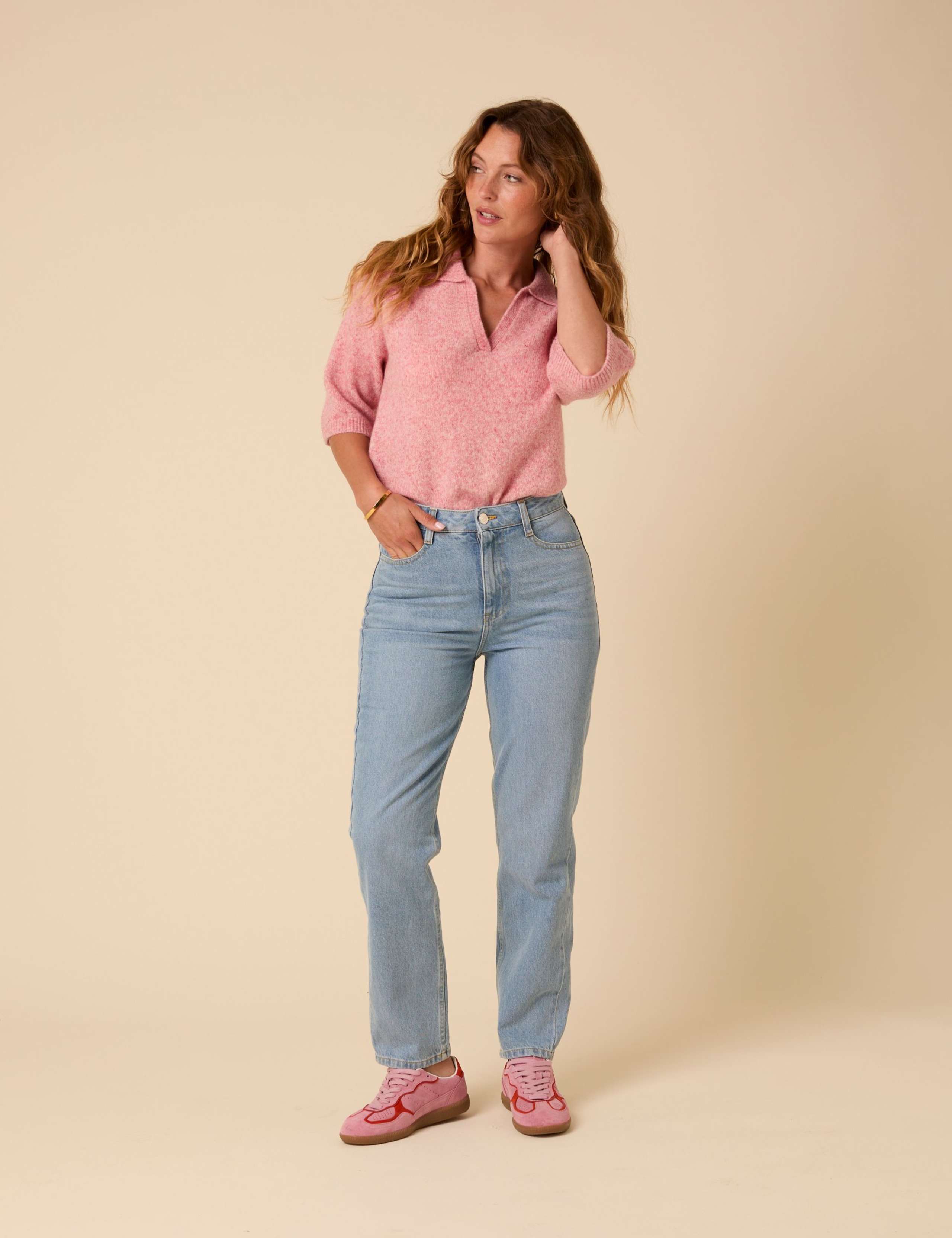 Open Neck Collared Jumper with Wool 4 of 6