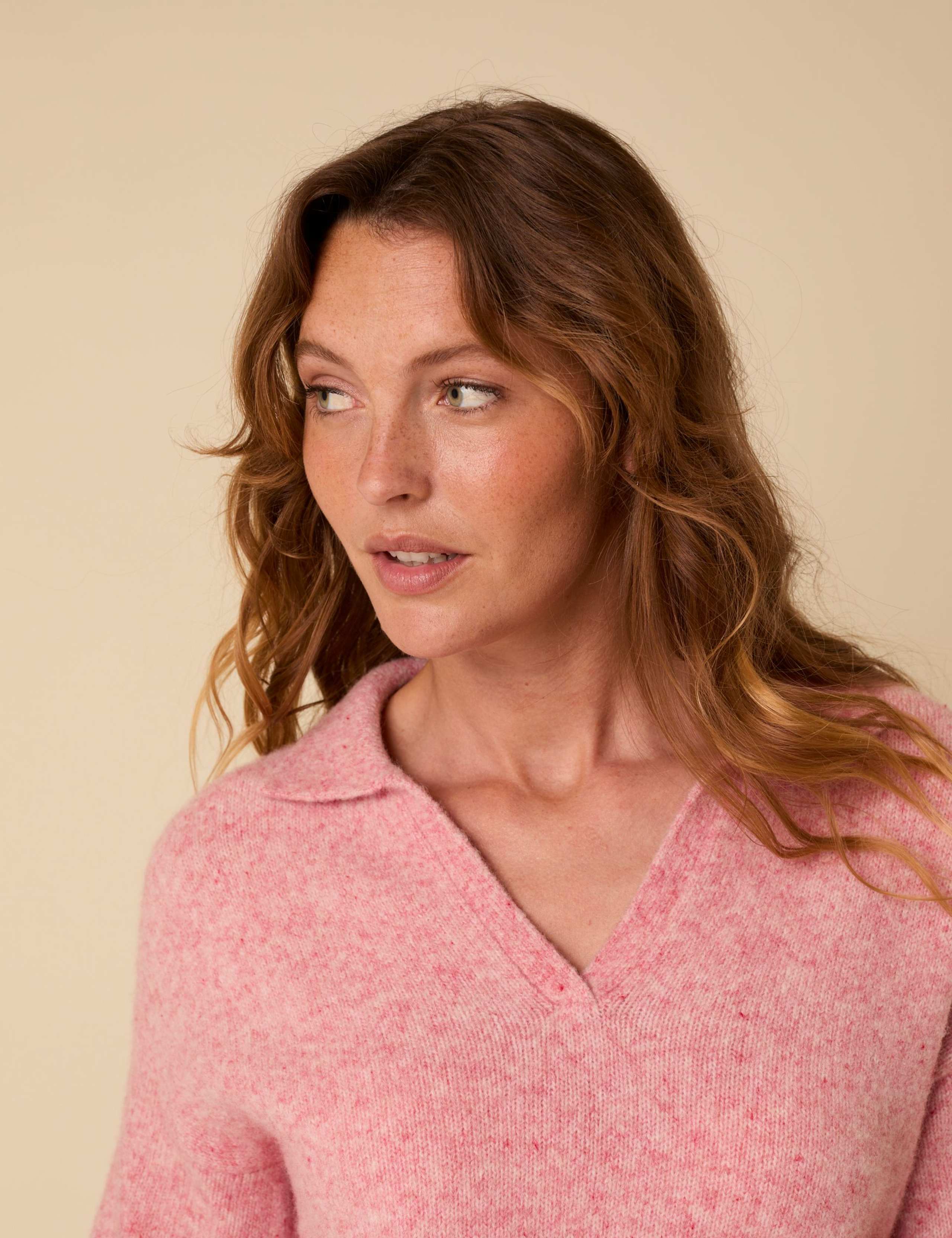 Open Neck Collared Jumper with Wool 5 of 6