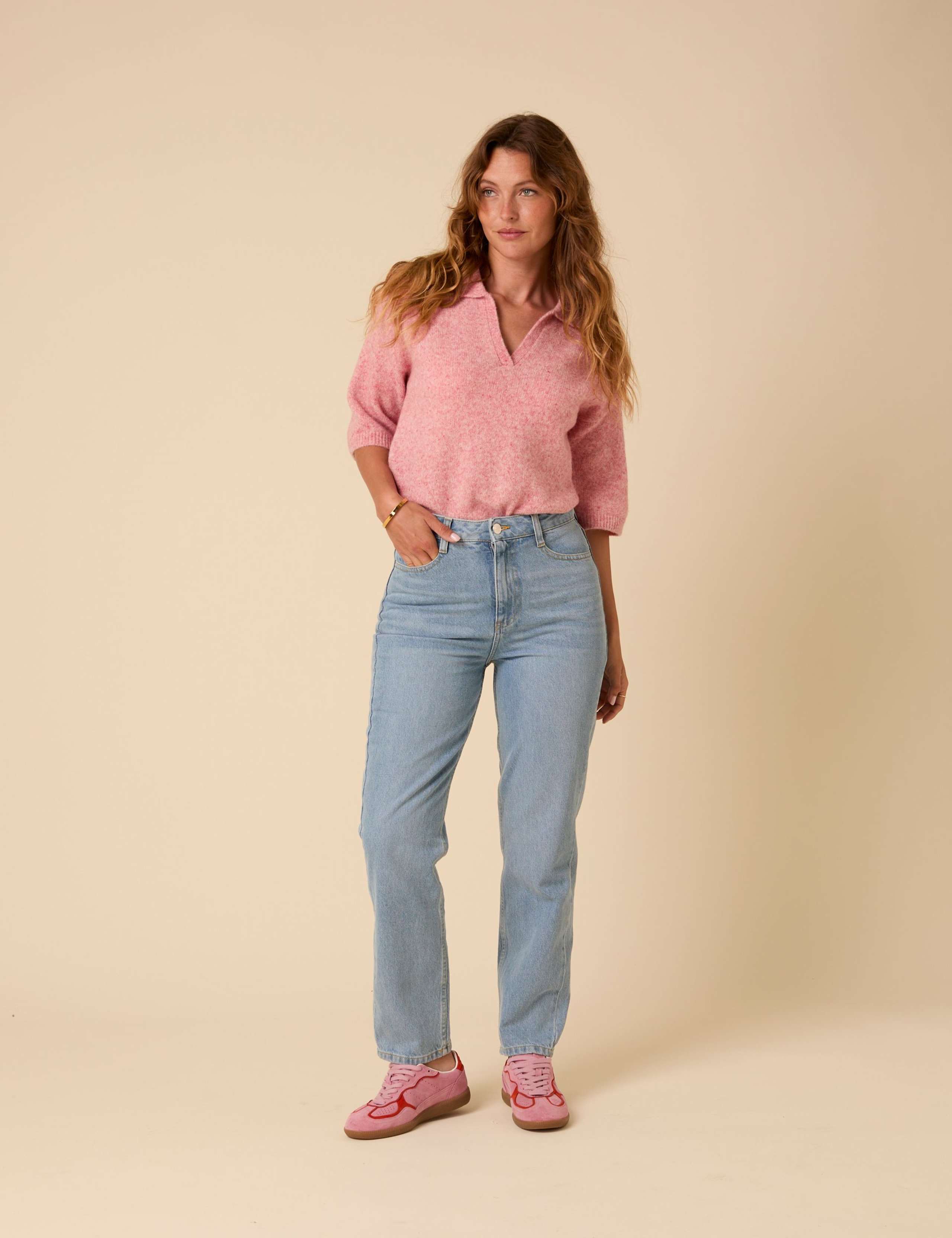 Open Neck Collared Jumper with Wool 6 of 6