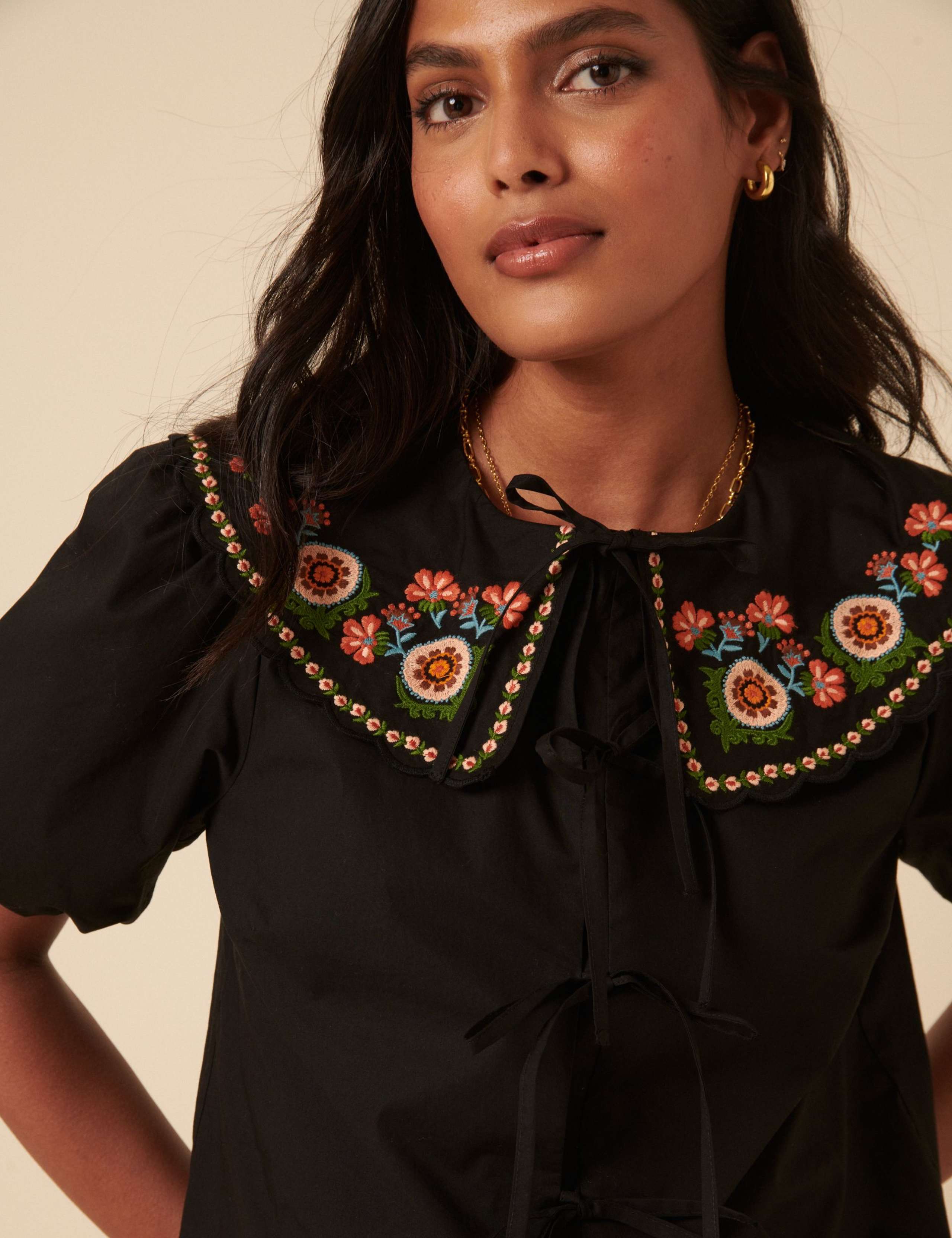 Pure Cotton Tie Front Blouse 2 of 5