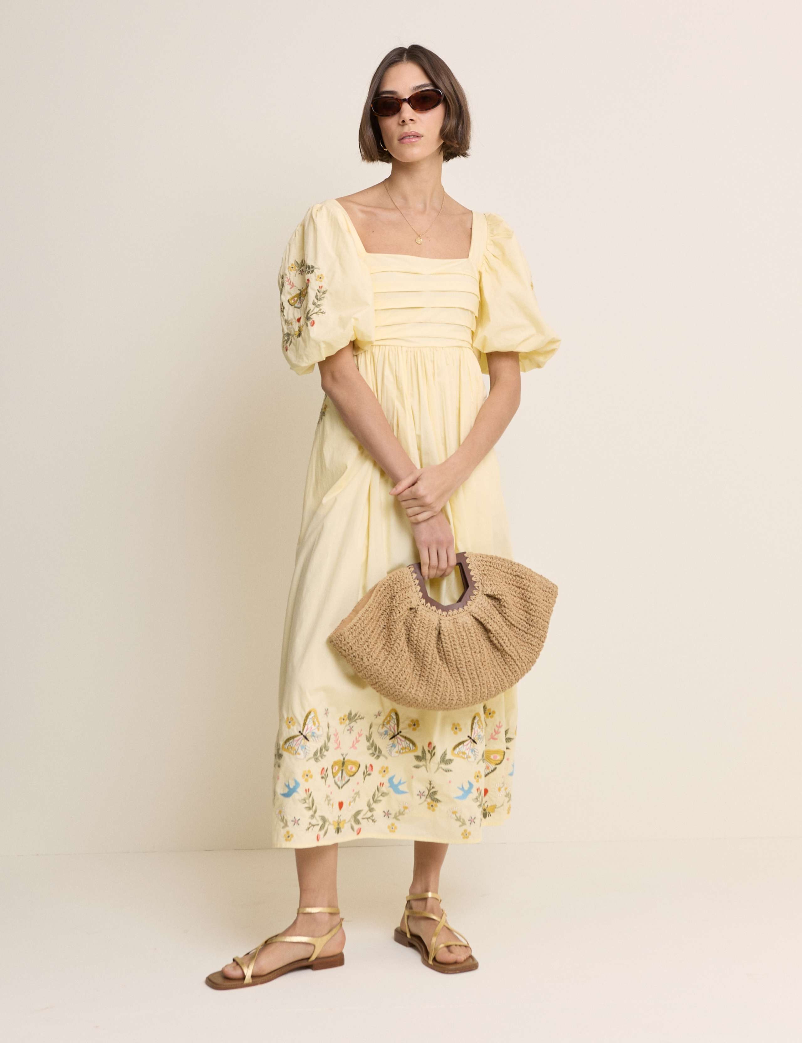 Pure Cotton Embroidered Midaxi Smock Dress 2 of 5