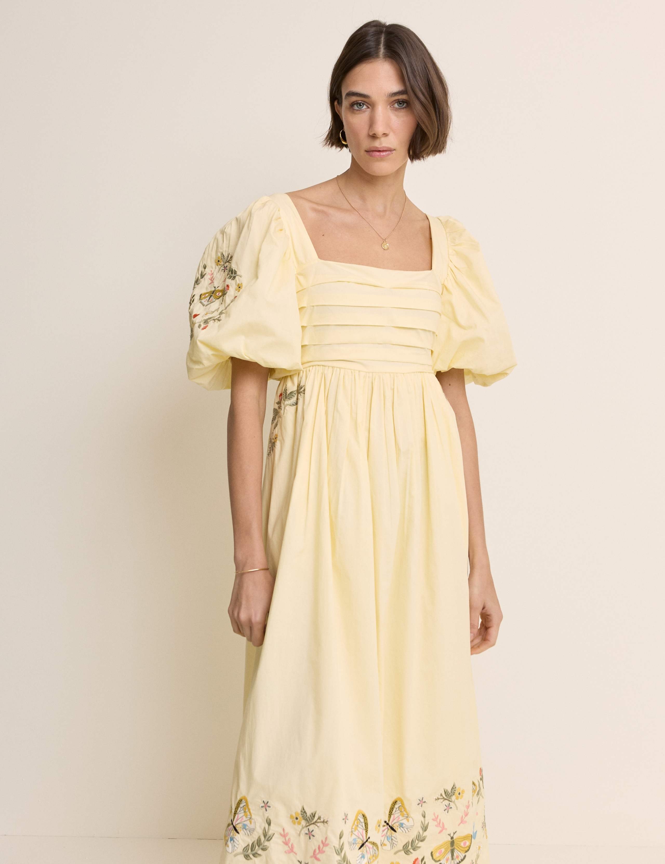 Pure Cotton Embroidered Midaxi Smock Dress 3 of 5