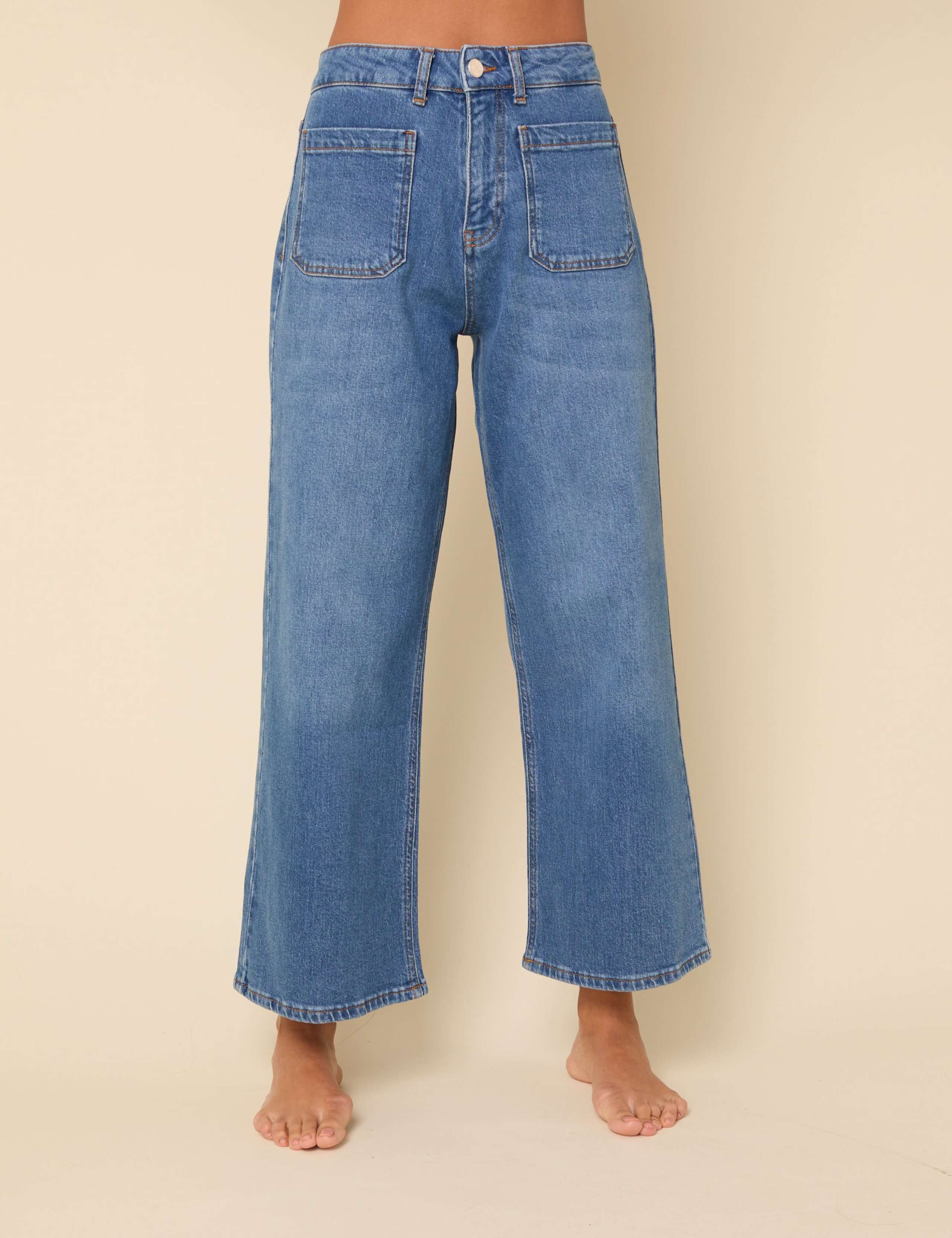Mid Rise Wide Leg Cropped Jeans 2 of 5