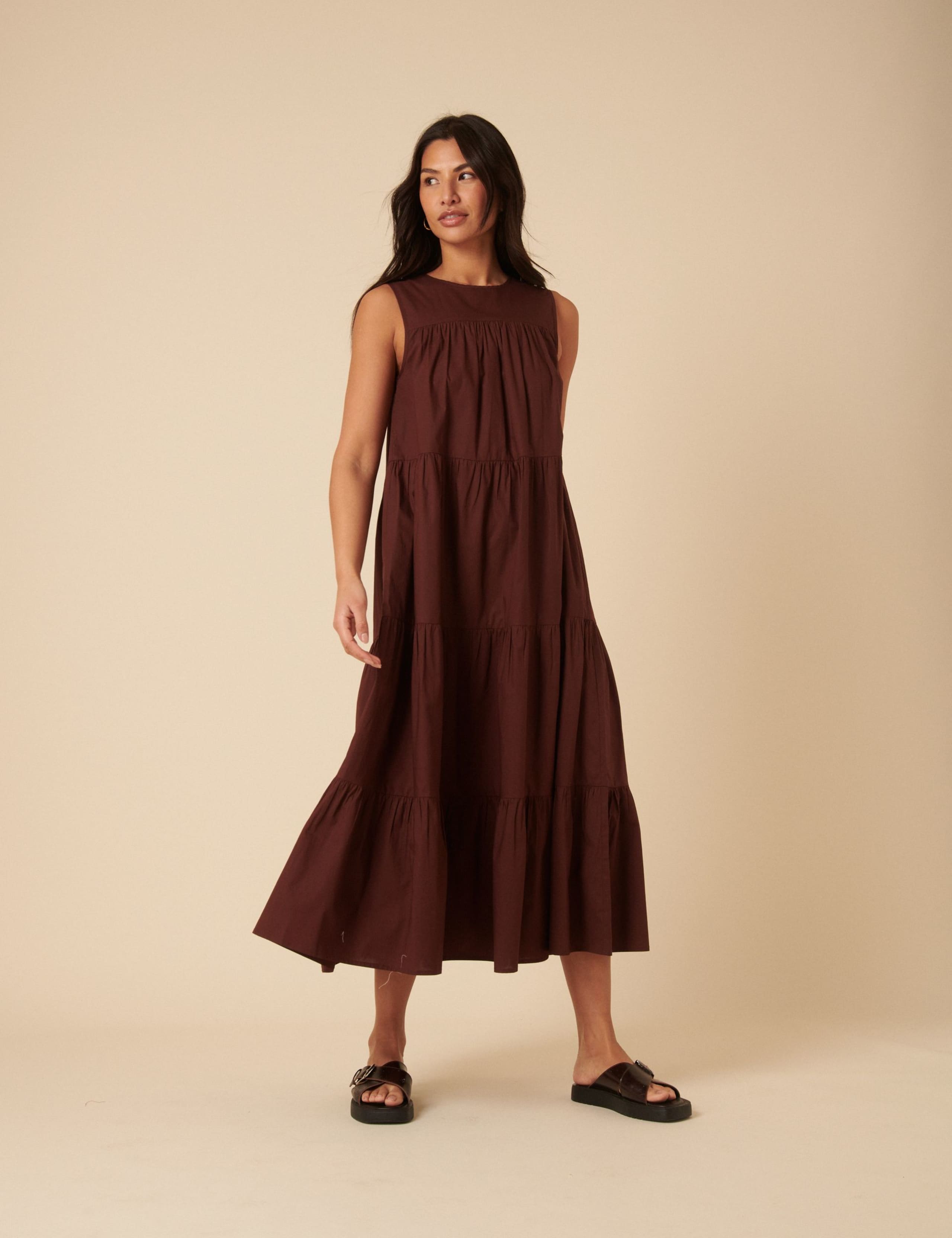 Pure Cotton Midi Tiered Dress 1 of 5