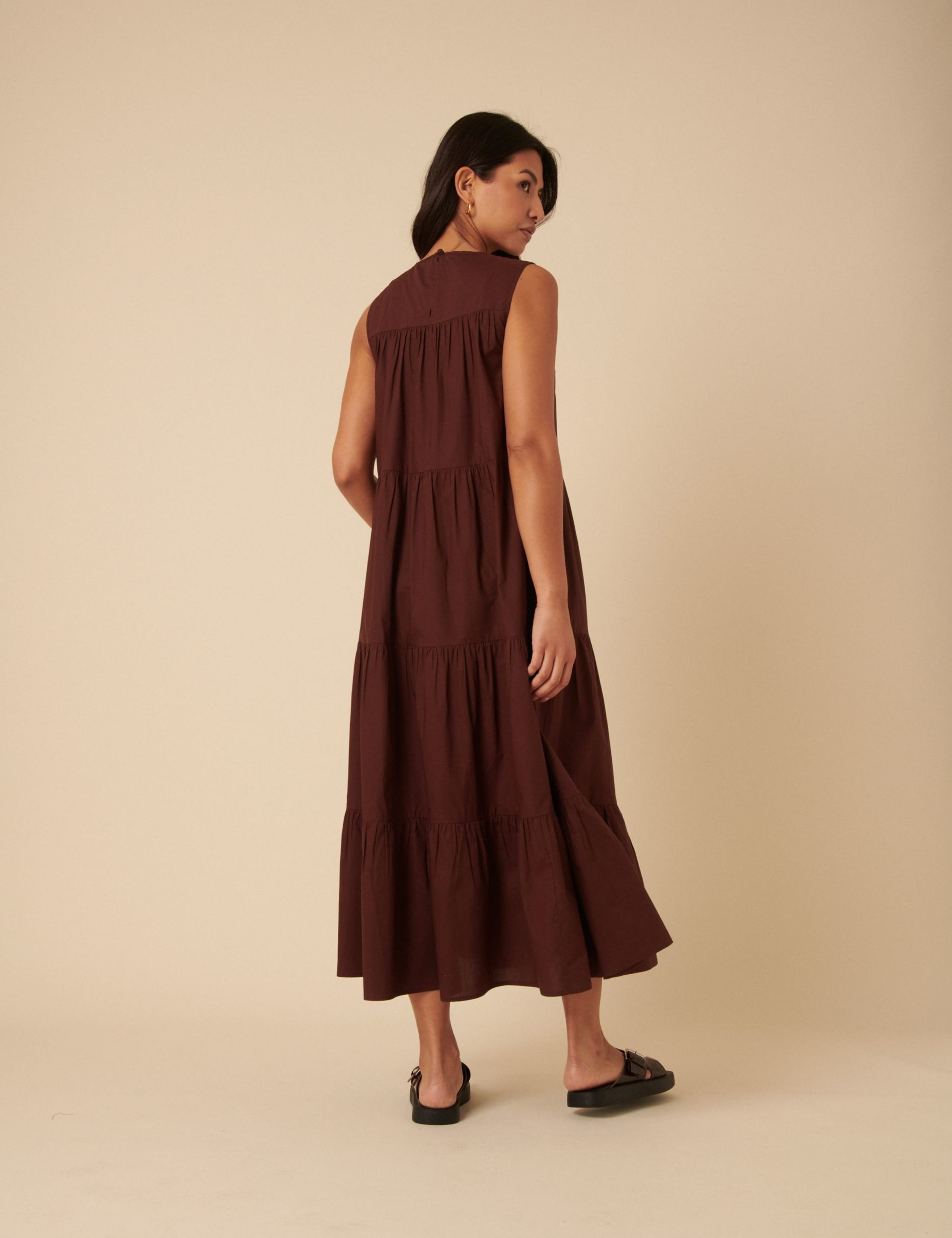 Pure Cotton Midi Tiered Dress 2 of 5