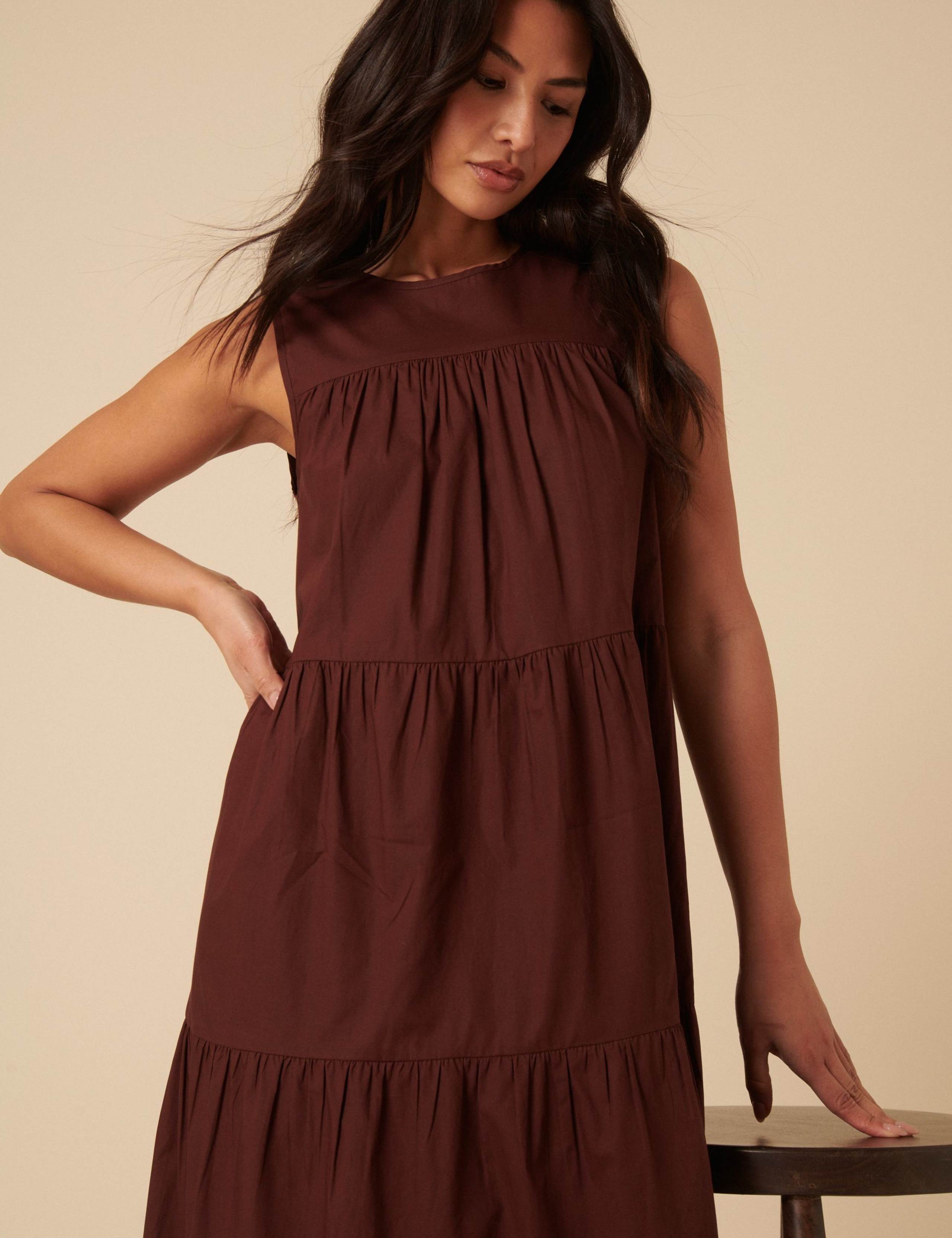 Pure Cotton Midi Tiered Dress 5 of 5