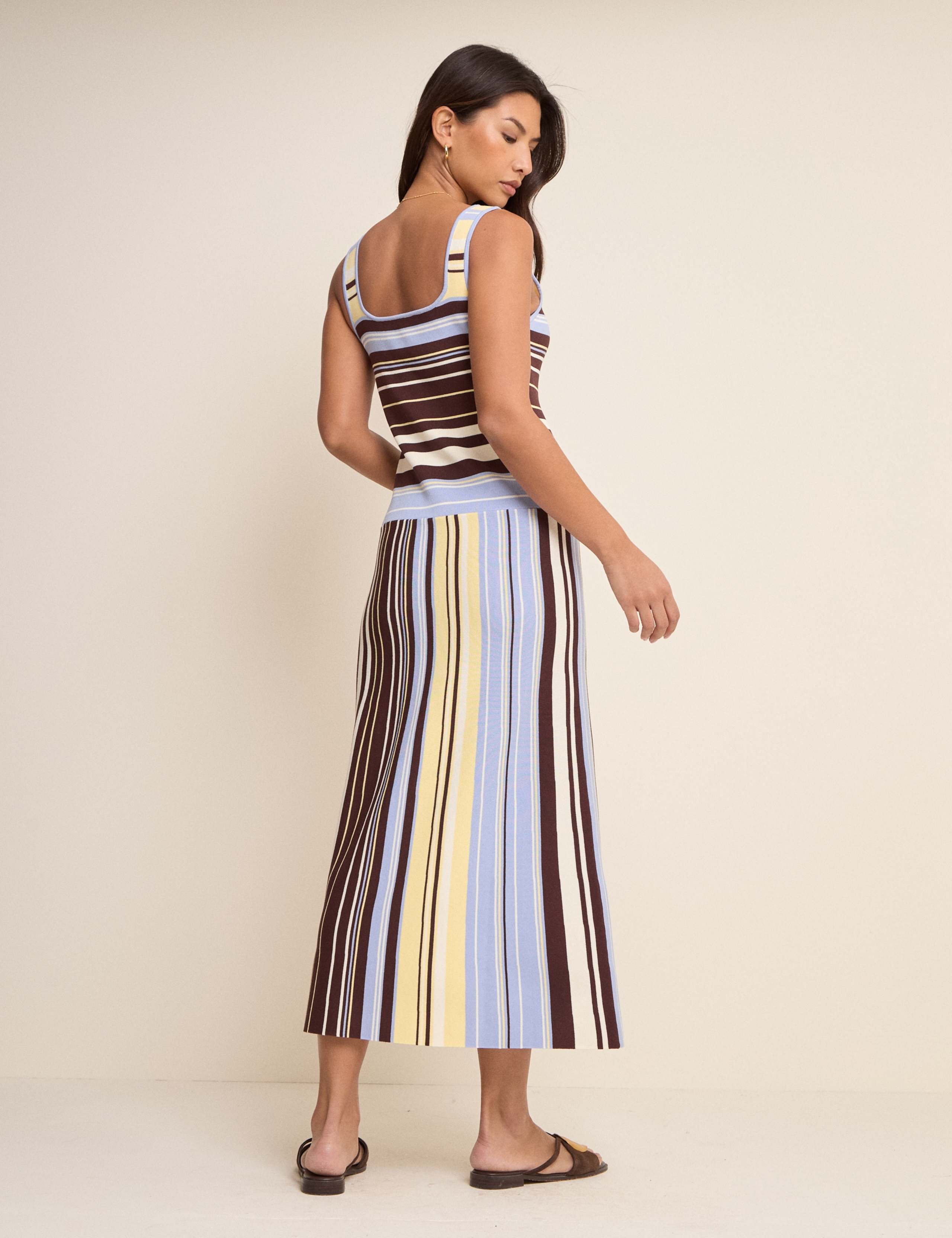 Striped Knitted Square Neck Midi Bodycon Dress 4 of 5