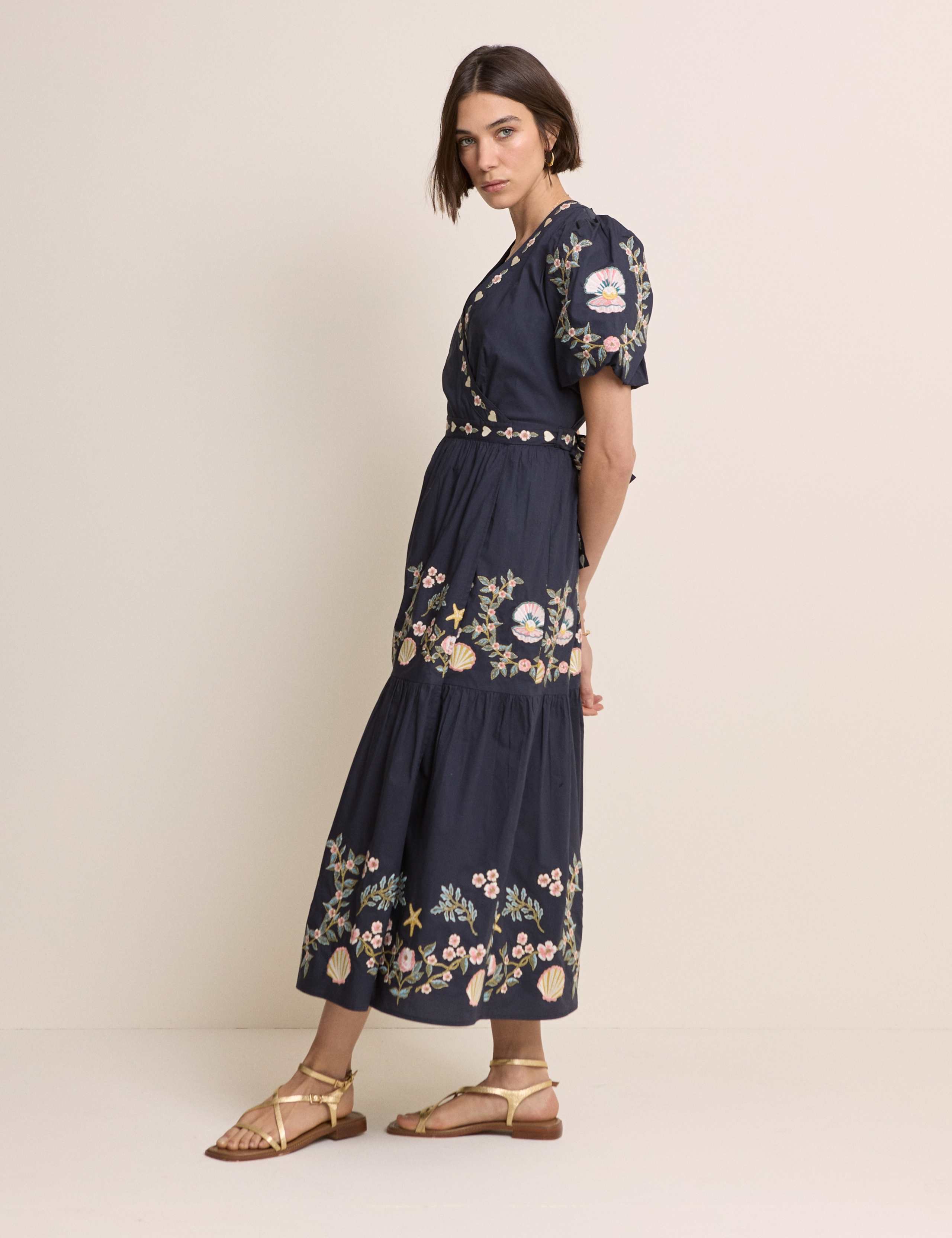 Pure Cotton Embroidered Midi Tiered Dress 2 of 5