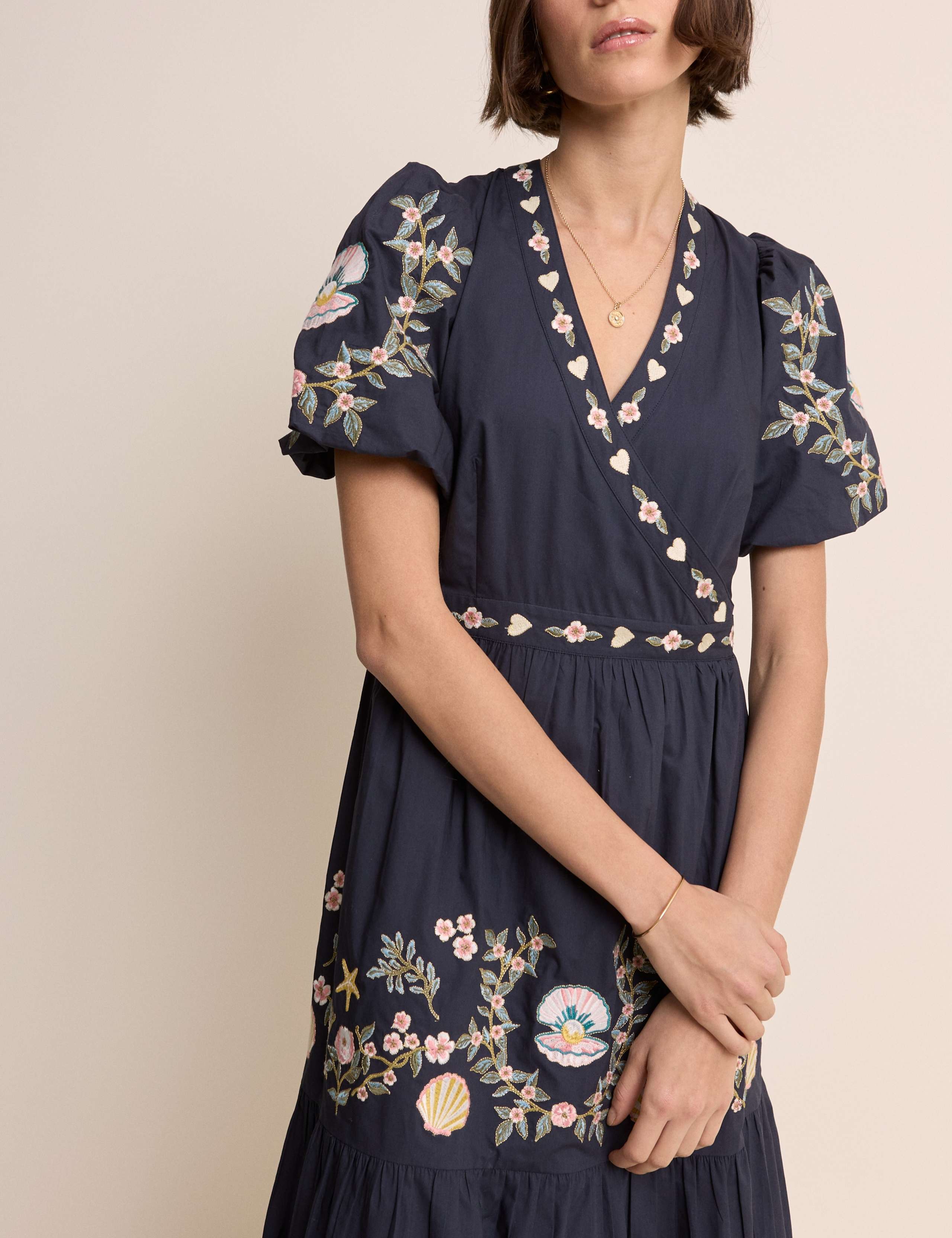 Pure Cotton Embroidered Midi Tiered Dress 4 of 5