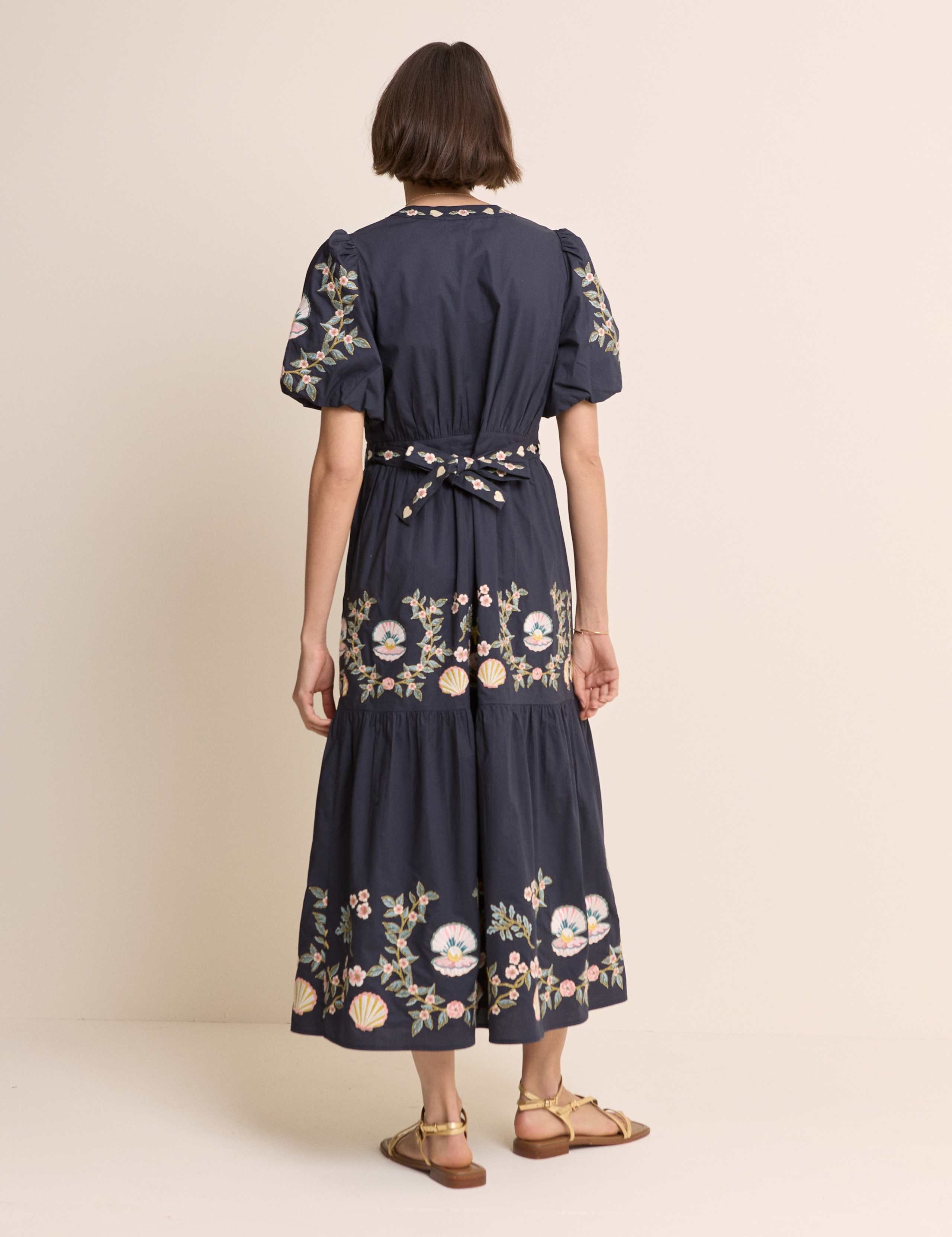 Pure Cotton Embroidered Midi Tiered Dress 5 of 5