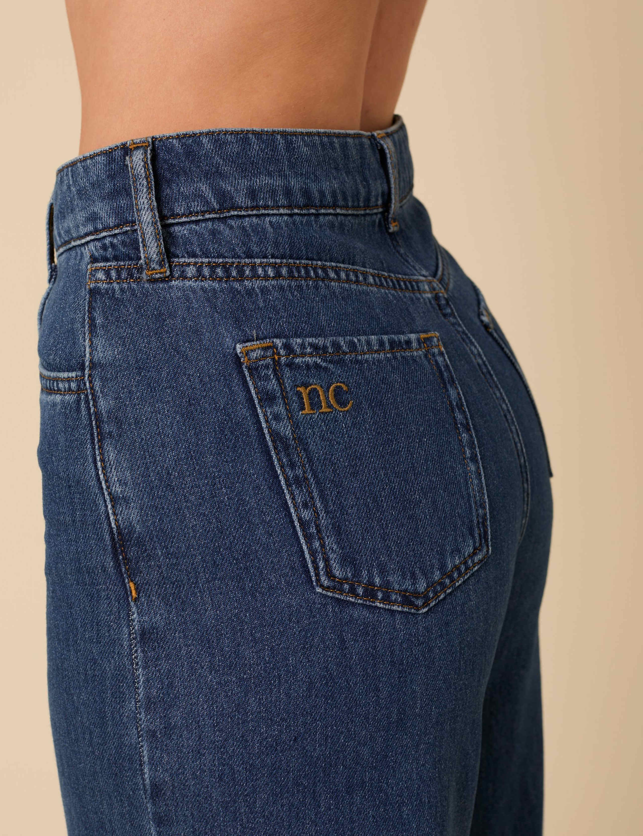 Denim Scalloped Cropped Palazzo Jeans 5 of 6