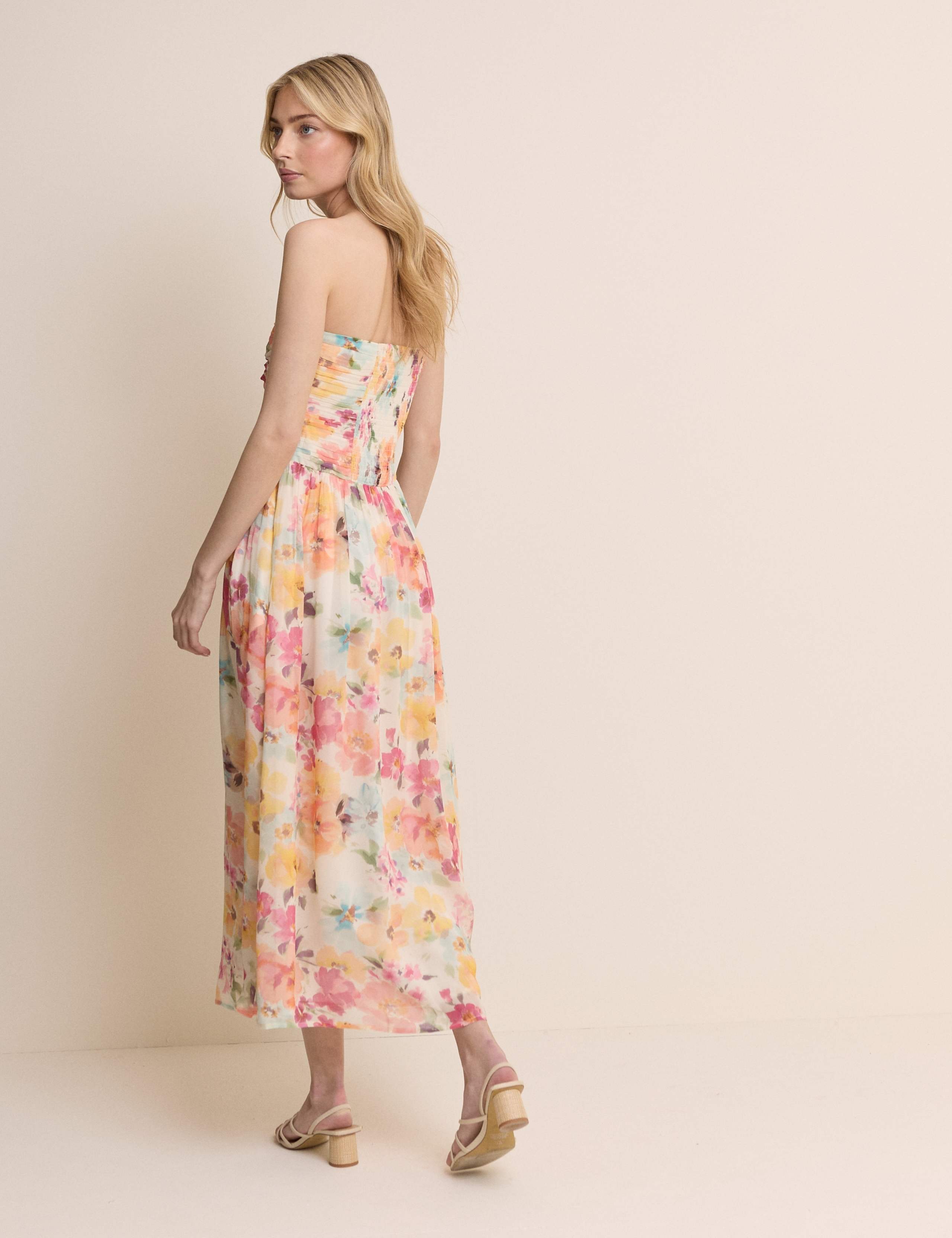 Pure Cotton Floral Strapless Midaxi Dress 2 of 5