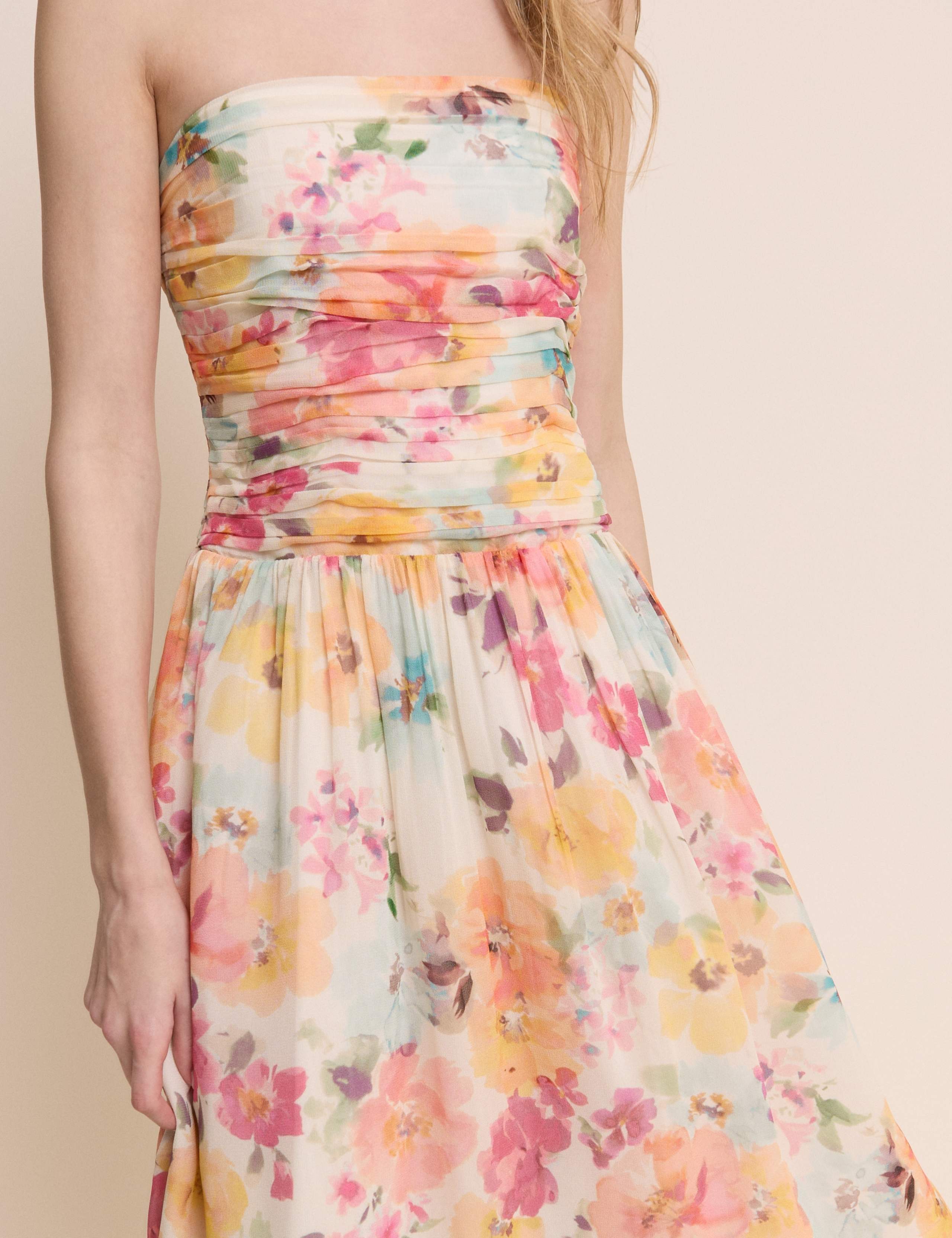 Pure Cotton Floral Strapless Midaxi Dress 4 of 5