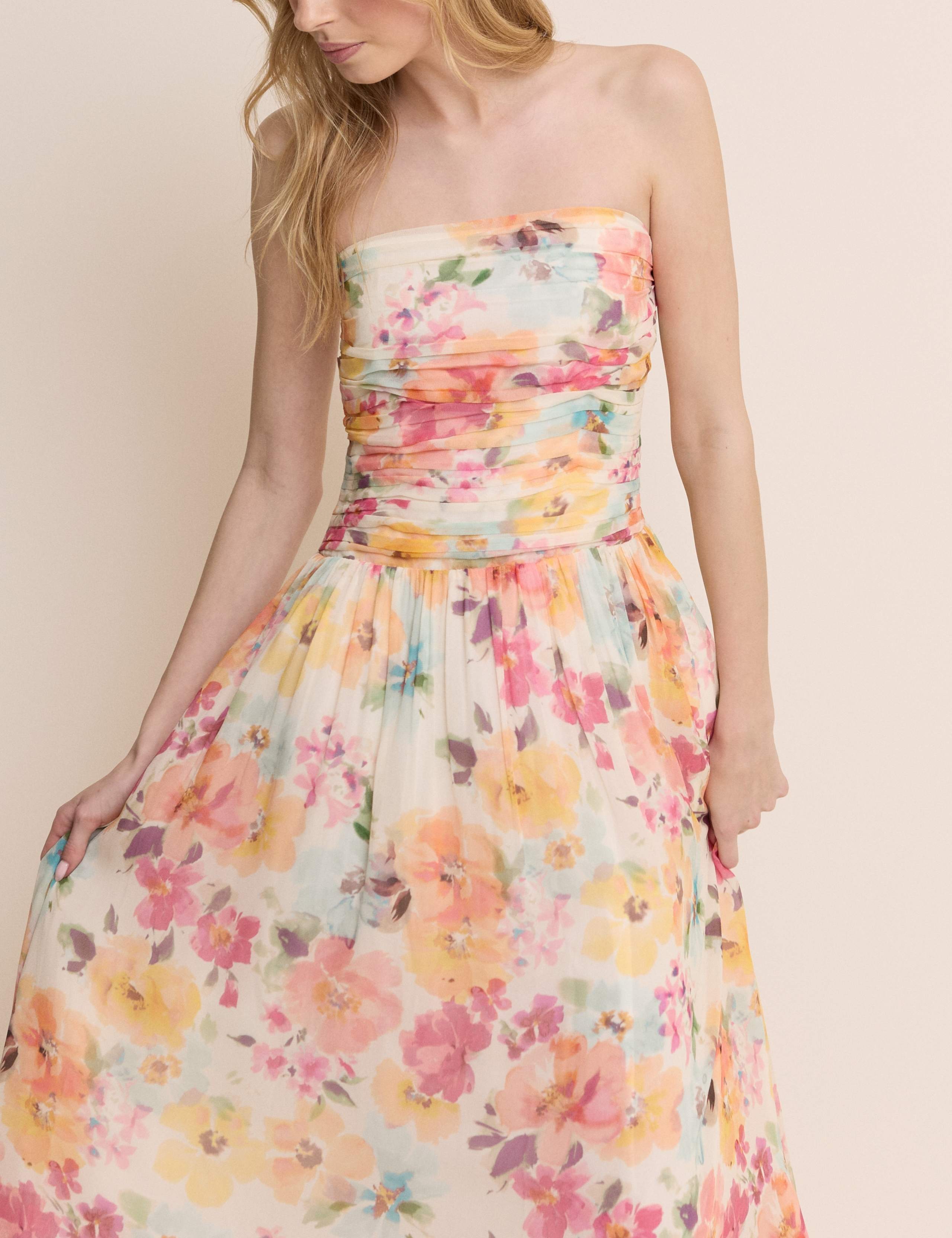 Pure Cotton Floral Strapless Midaxi Dress 5 of 5