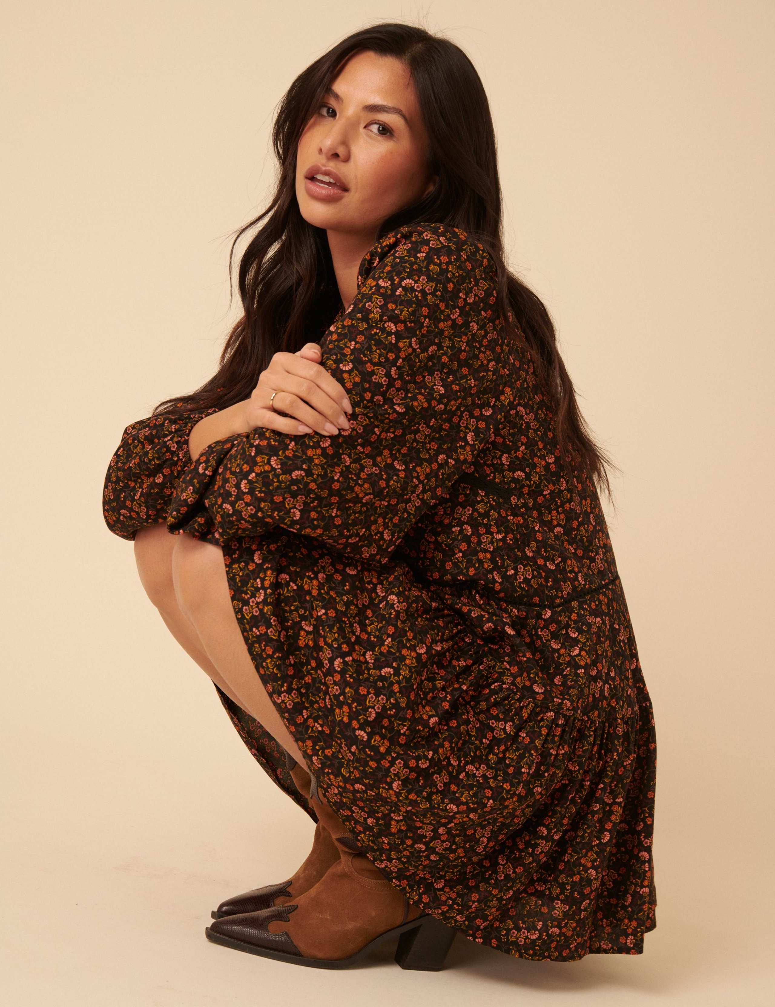 Floral Broderie V-Neck Mini Tiered Dress 3 of 5