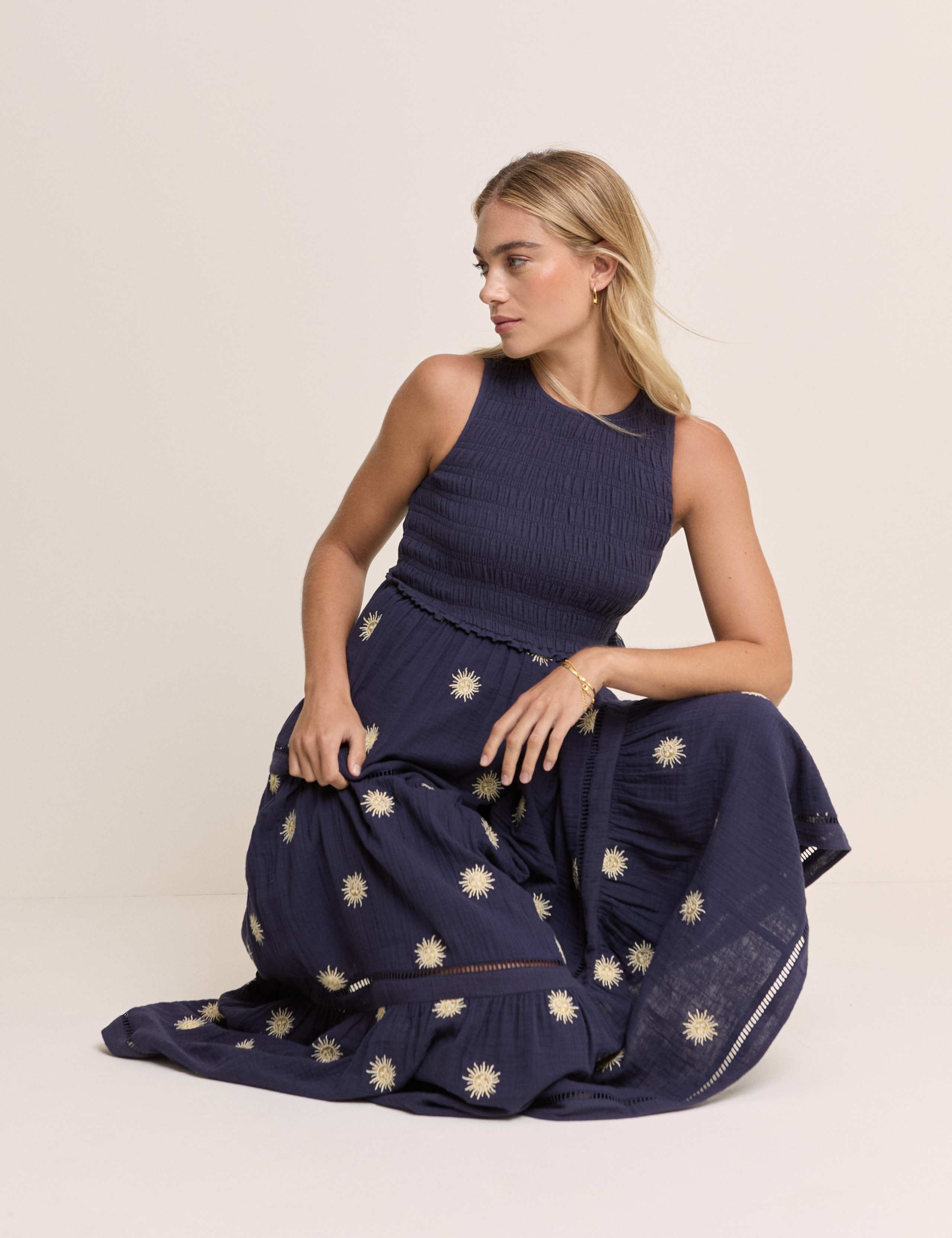 Pure Cotton Embroidered Midaxi Tiered Dress 3 of 5