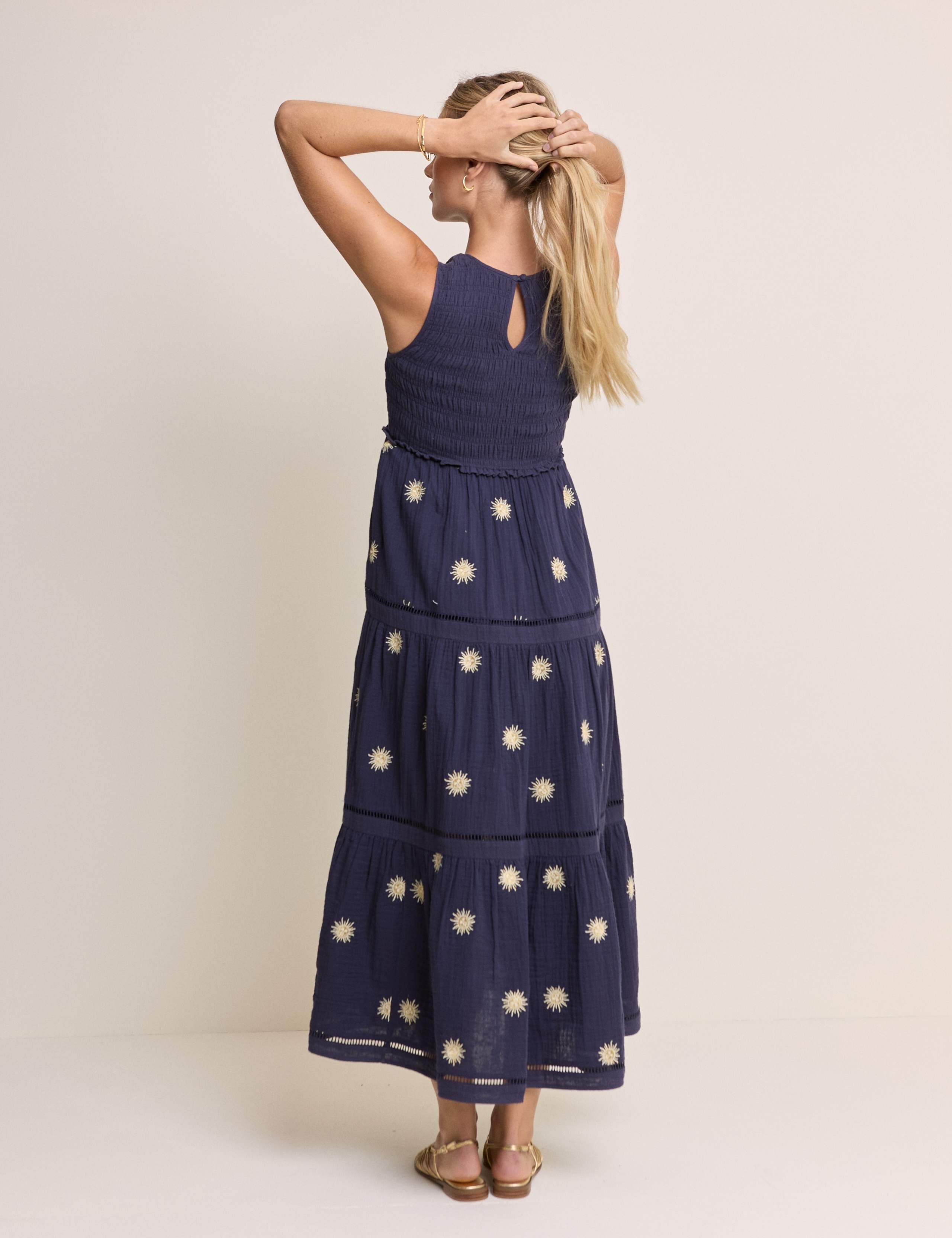 Pure Cotton Embroidered Midaxi Tiered Dress 5 of 5