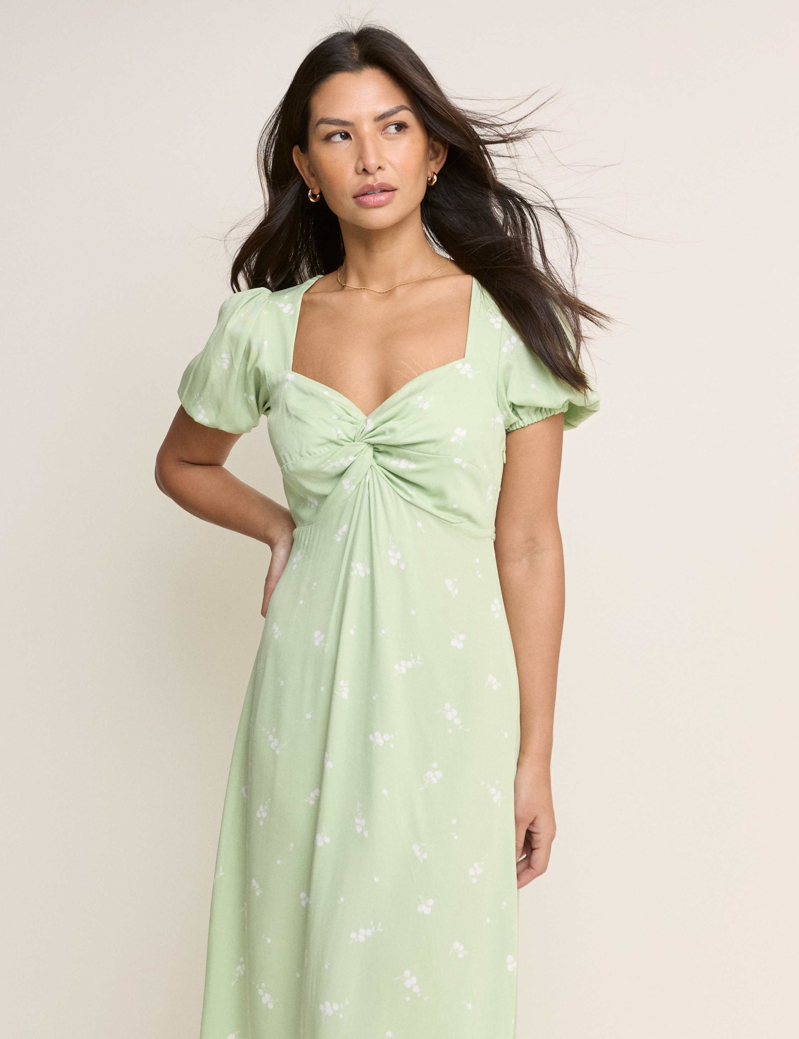 Floral Sweetheart Neckline Midi Tea Dress 4 of 5