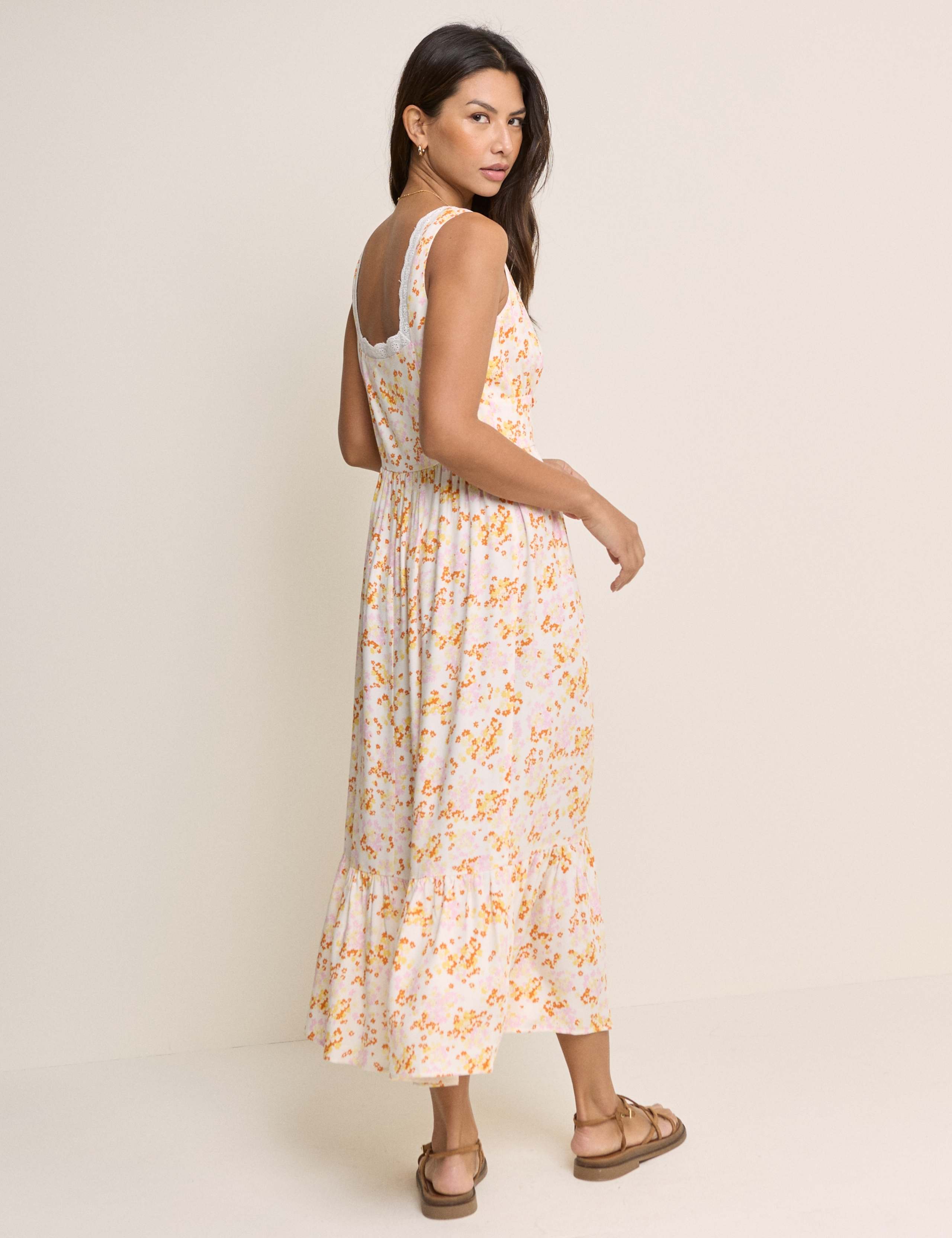 Floral Square Neck Midi Waisted Dress 5 of 5