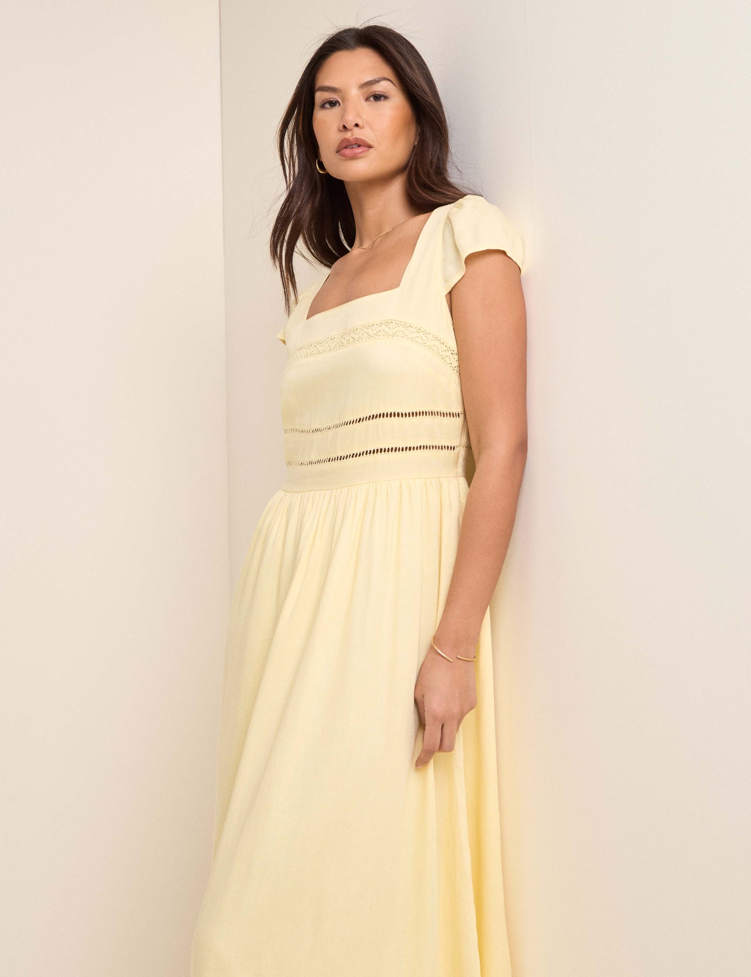 Linen Rich Square Neck Midaxi Skater Dress 2 of 5